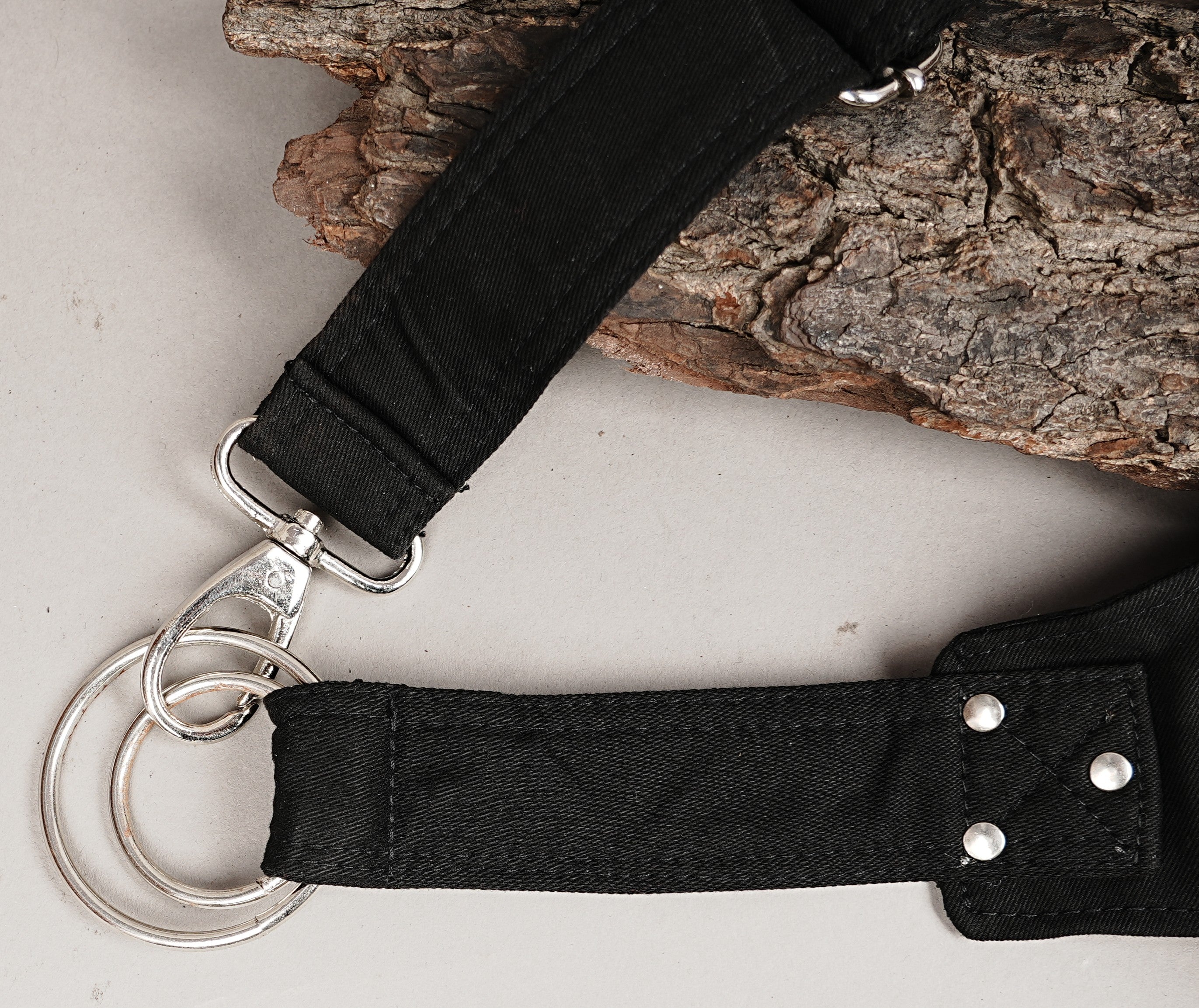 Alternative fashion black studded drop leg pouch