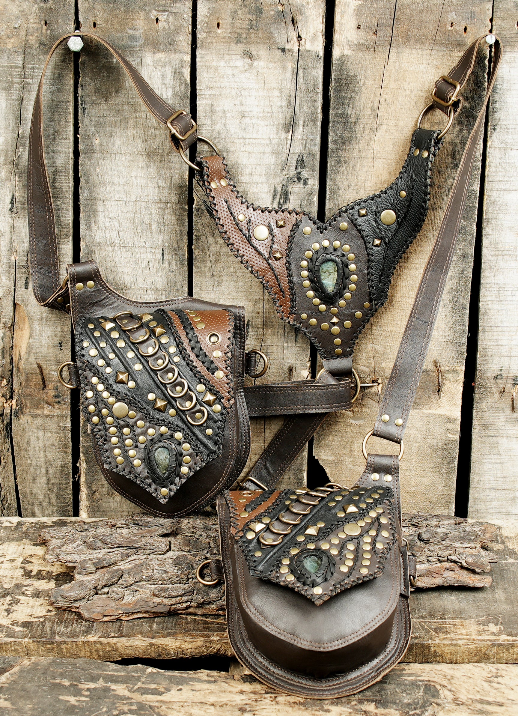 Gothic leather holster gear for festival and costume use