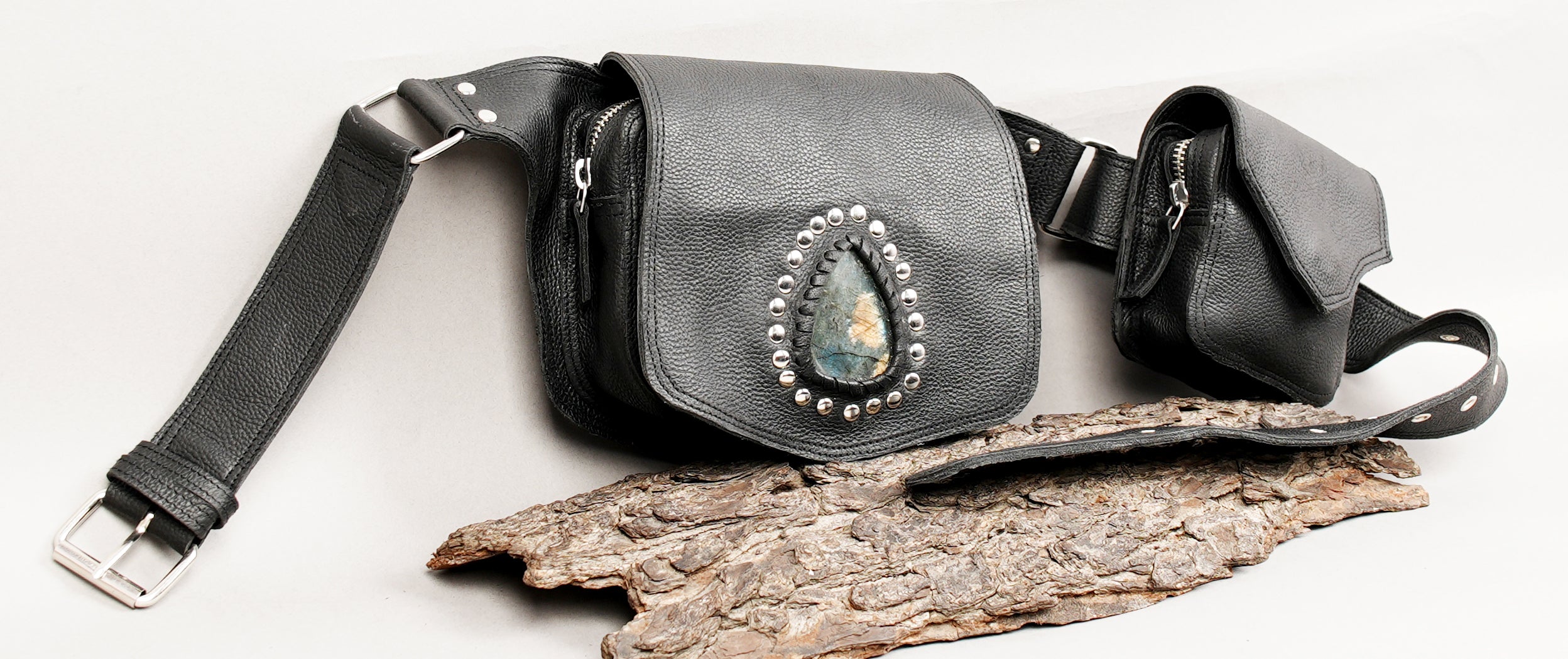 Leather waist belt bag for travel and festival wear