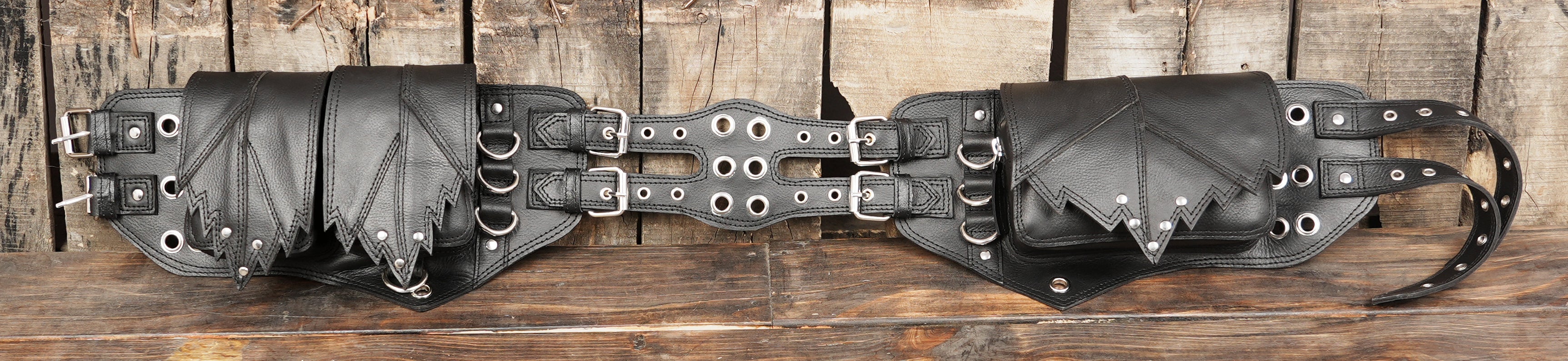 Rugged leather waist belt for outdoor adventures
