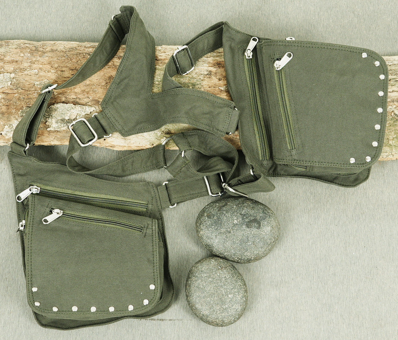 Versatile canvas body pouch equipped with secure zipper compartments