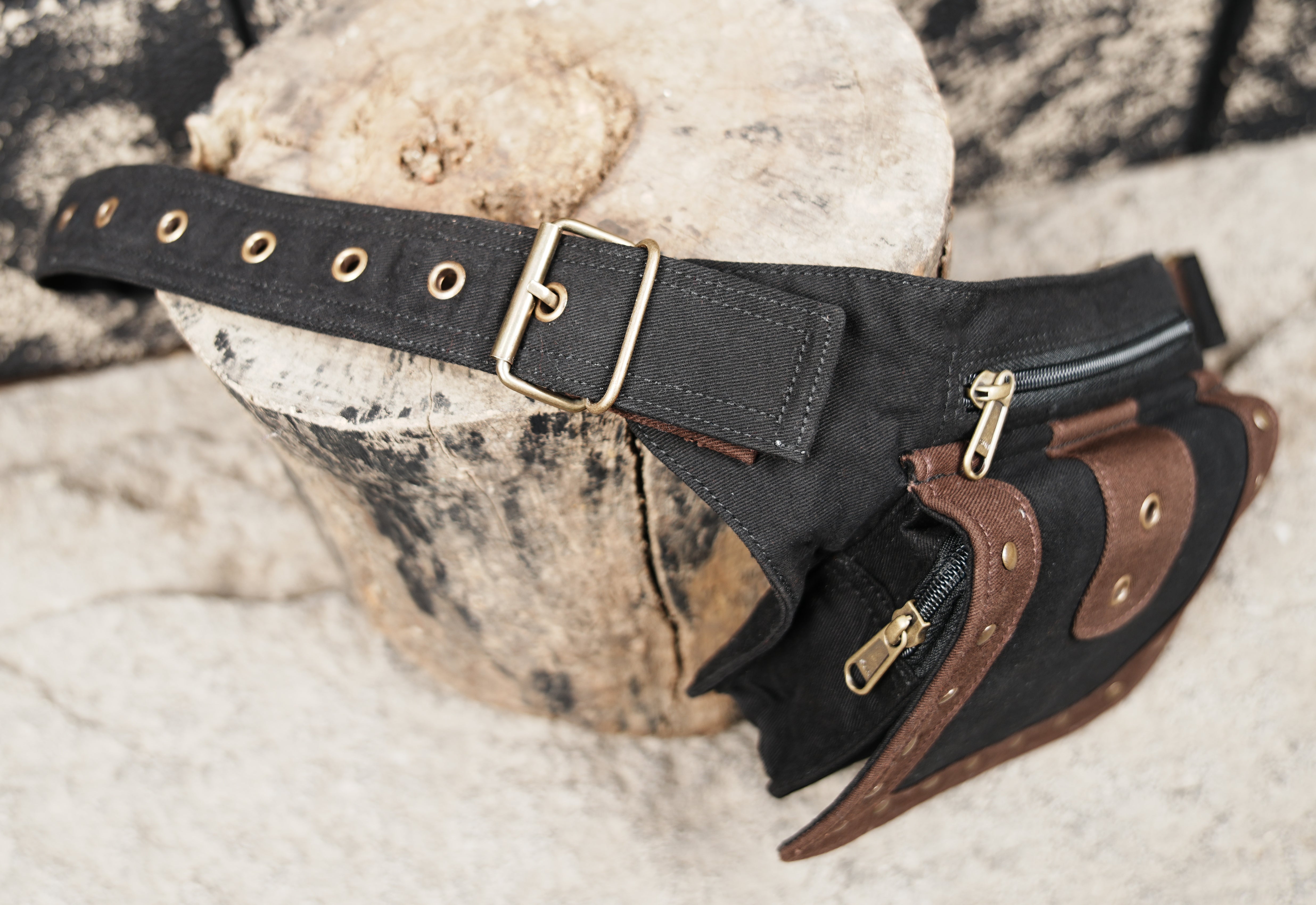 Black canvas waist pack for outdoor adventures