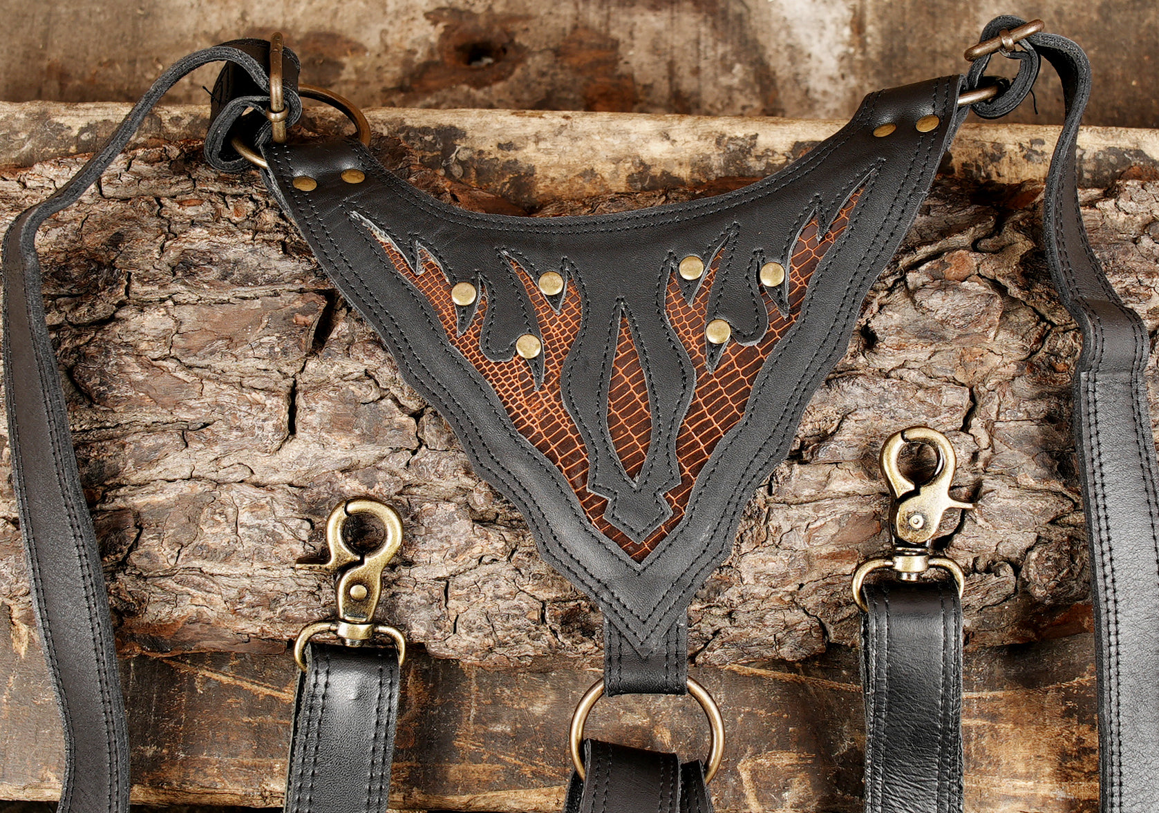 Dual pouch leather harness for festival and cosplay wear
