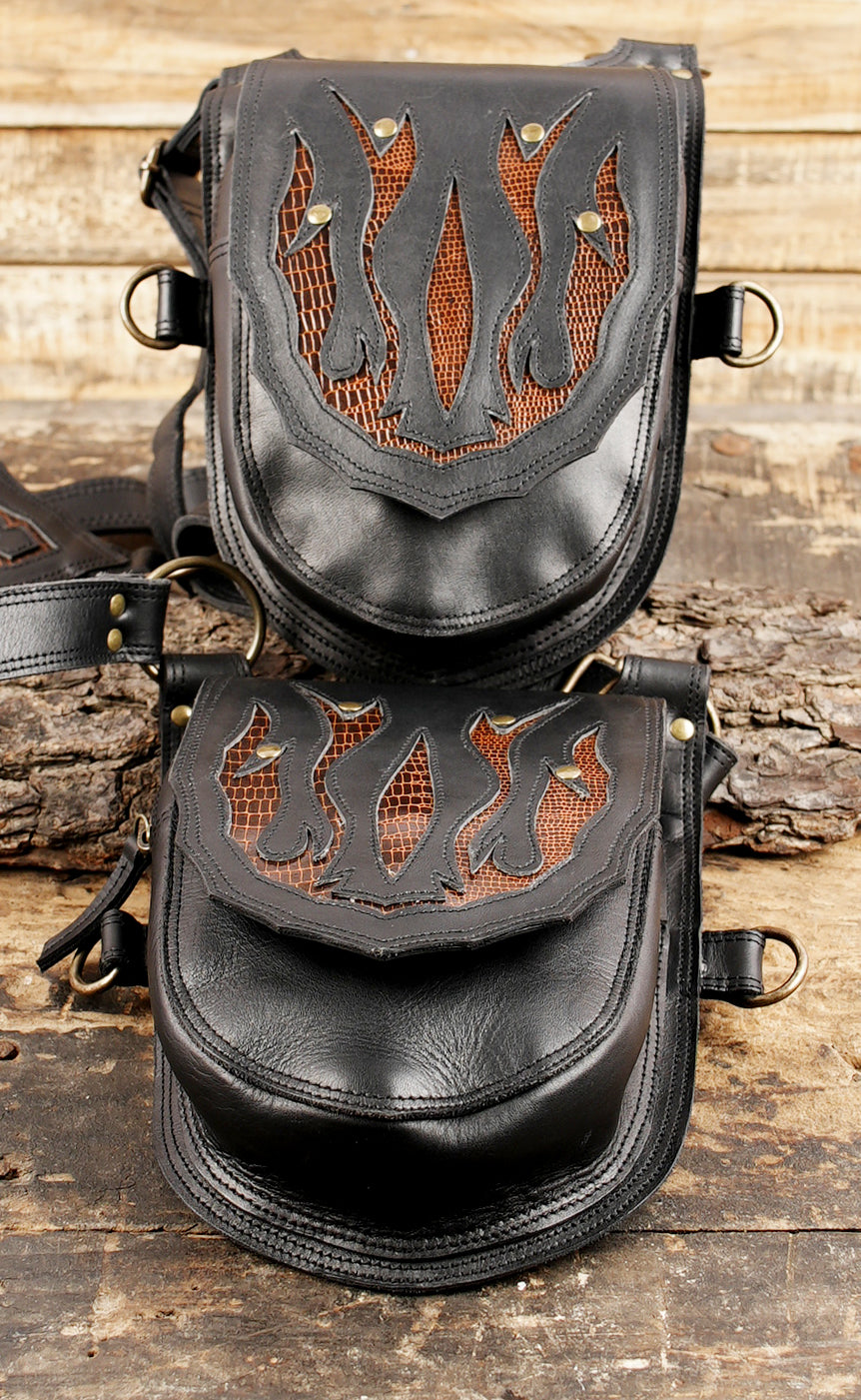 Artisan crafted leather utility holster set with secure clips