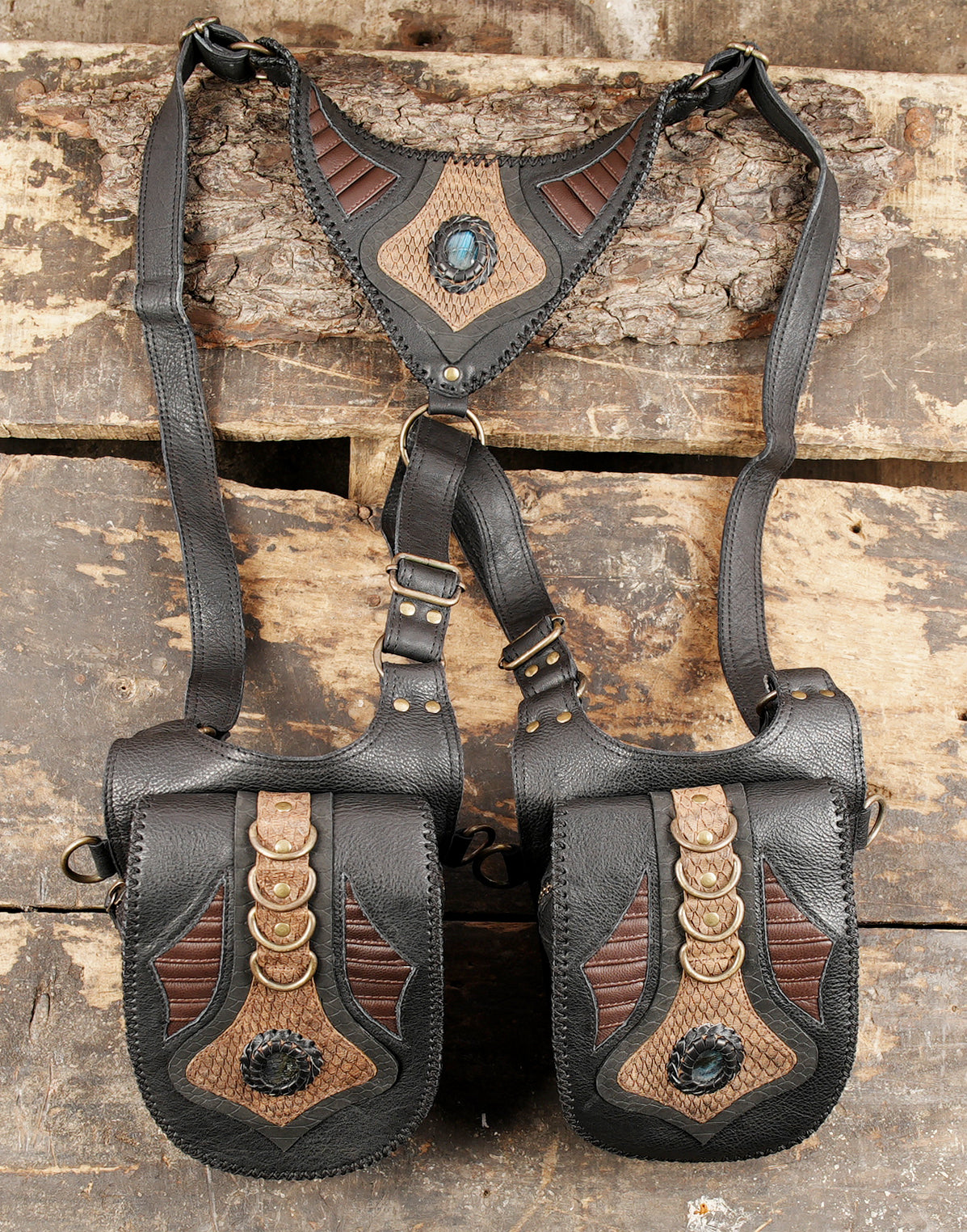 Alternative fashion leather holster with dual pouch design