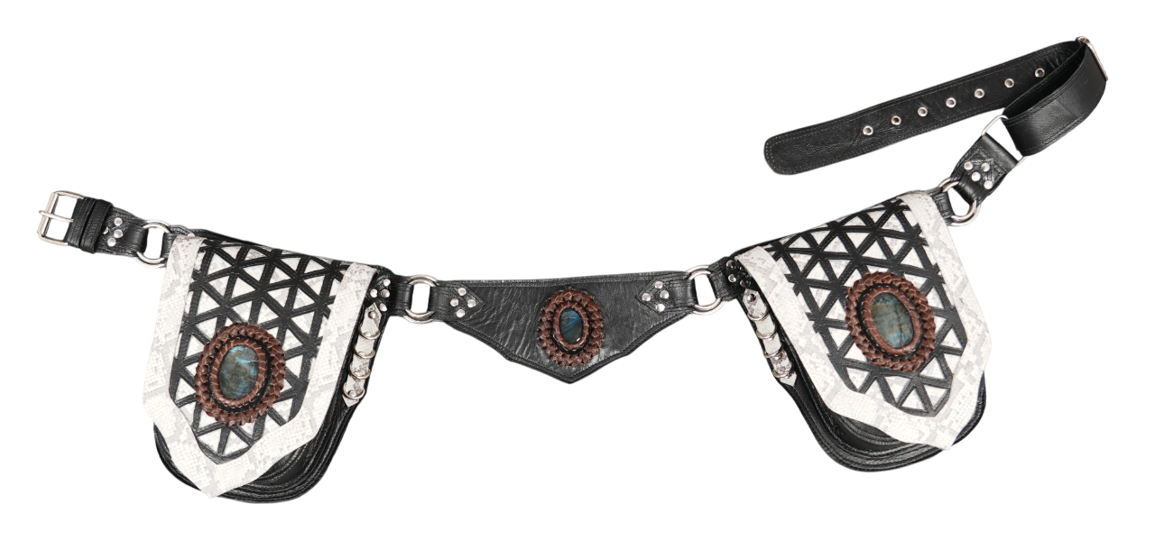 Boho Chic Leather Waist Belt with Artistic Finish