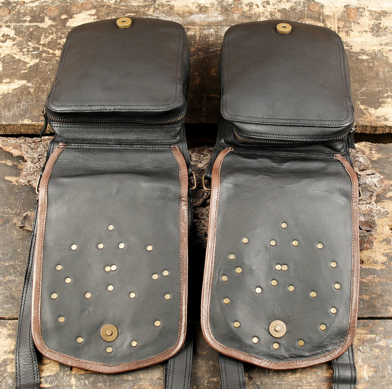 Gothic leather holster rig with decorative brass hardware