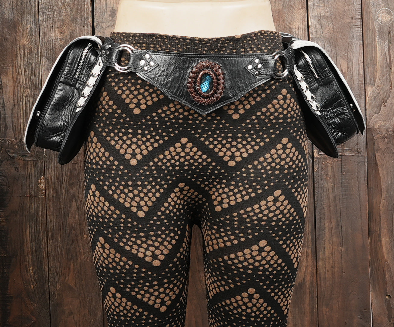 Statement Leather Belt with Ethnic Geometric Patterns