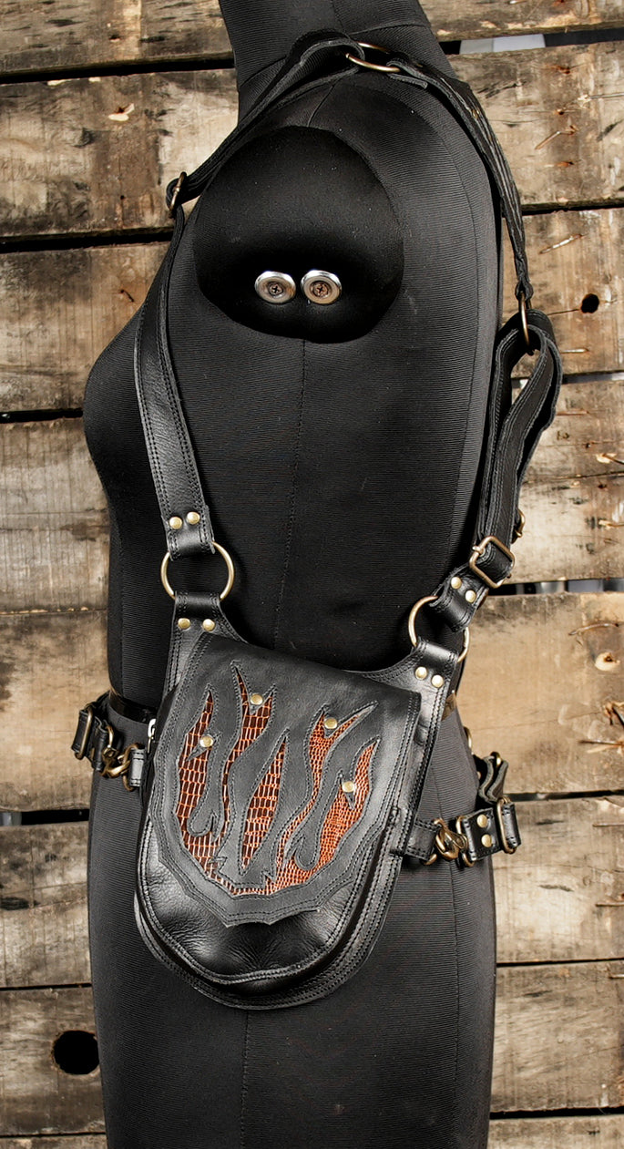 Boho steampunk leather holster rig for men and women