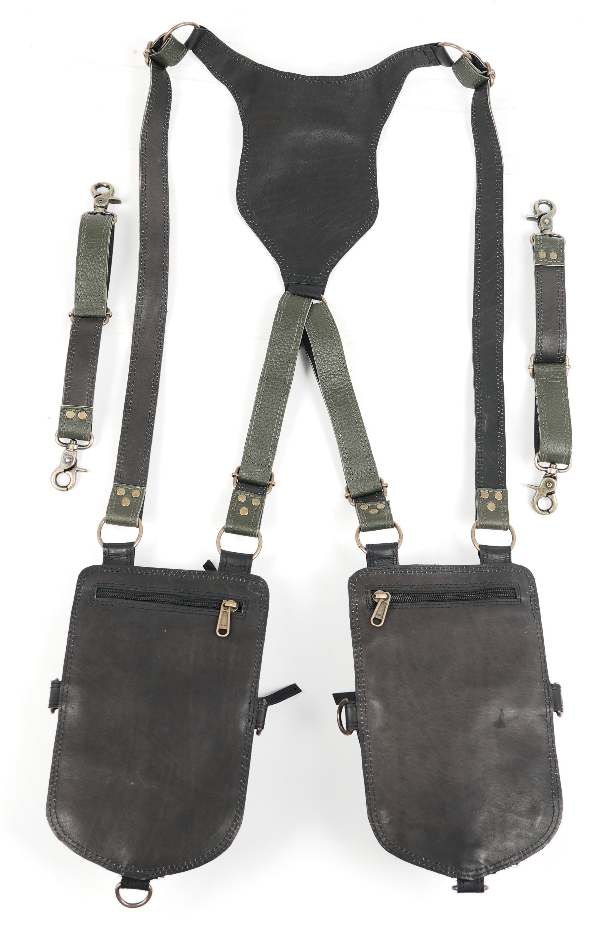 Unisex leather utility holster with gemstone and reinforced stitching