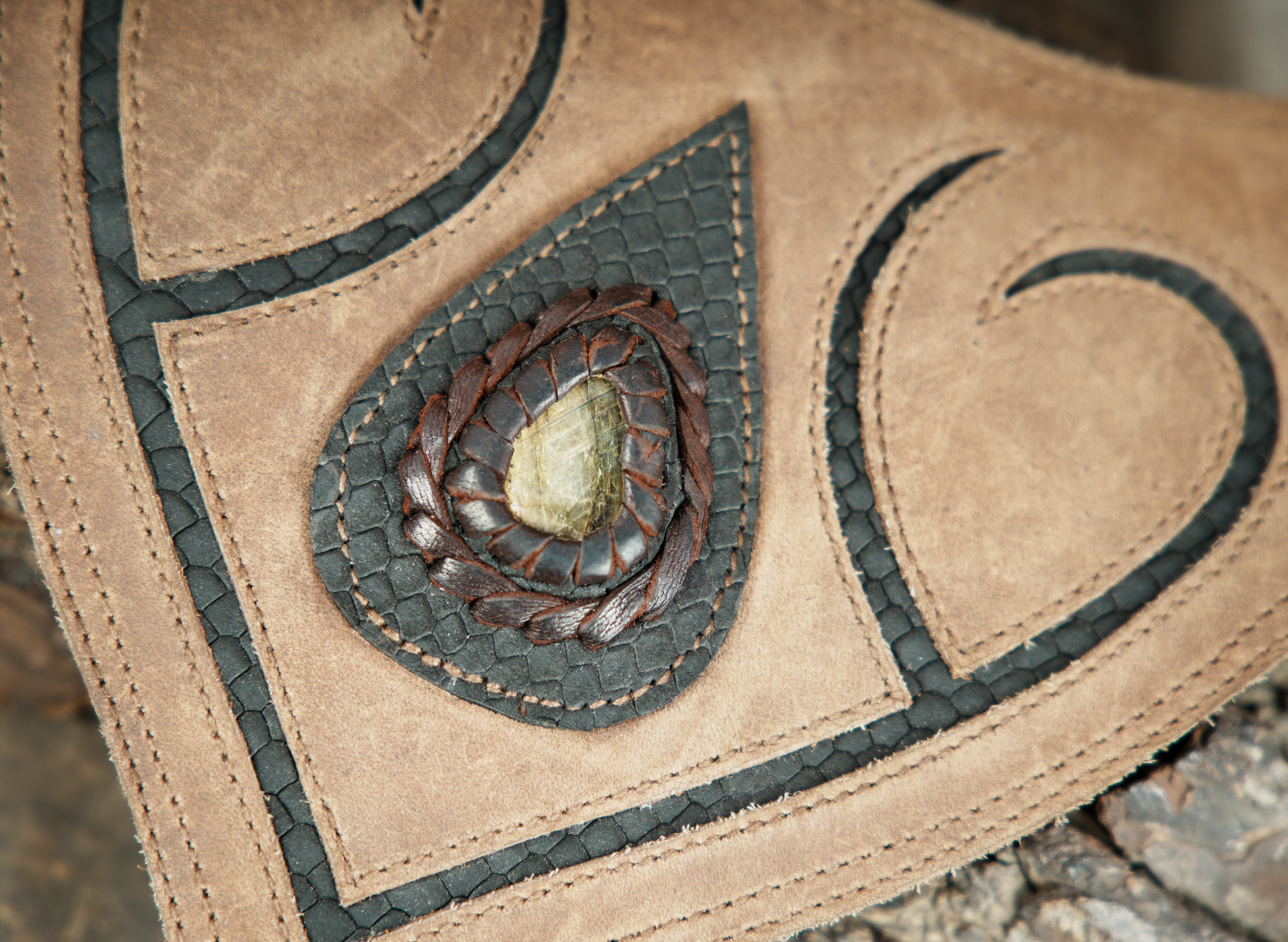 Premium handcrafted leather chest rig with ornamental stitching