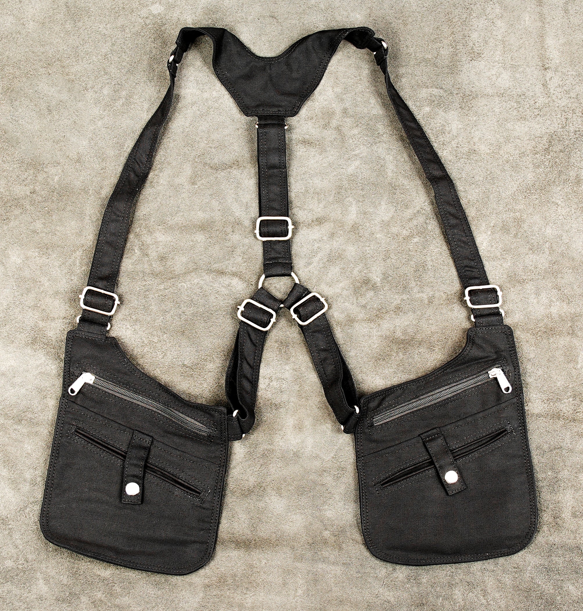 Dark wear aesthetic double shoulder utility pouch crafted by hand
