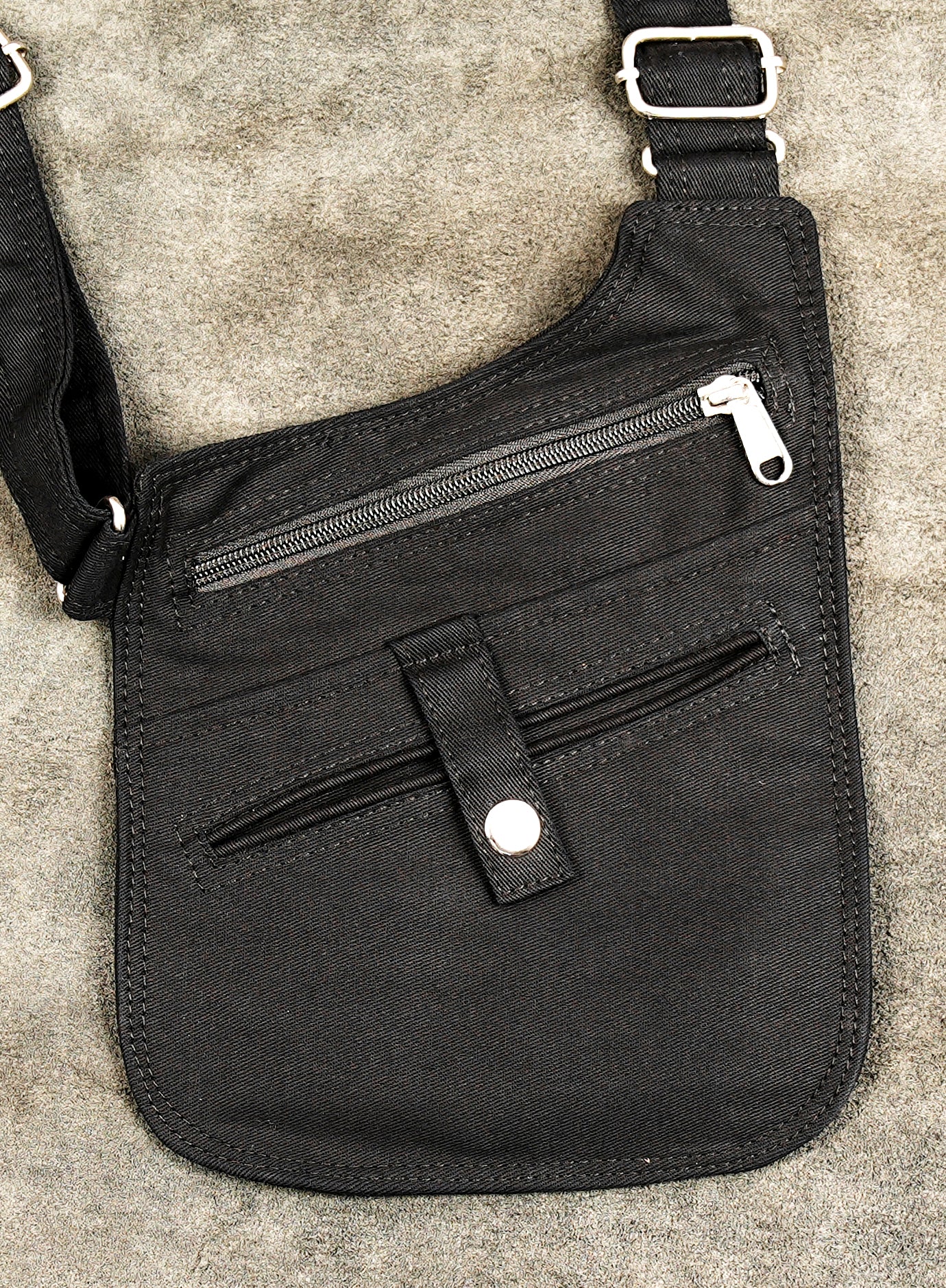 Handmade gothic utility chest rig and dual pouch vest designed for festival goers
