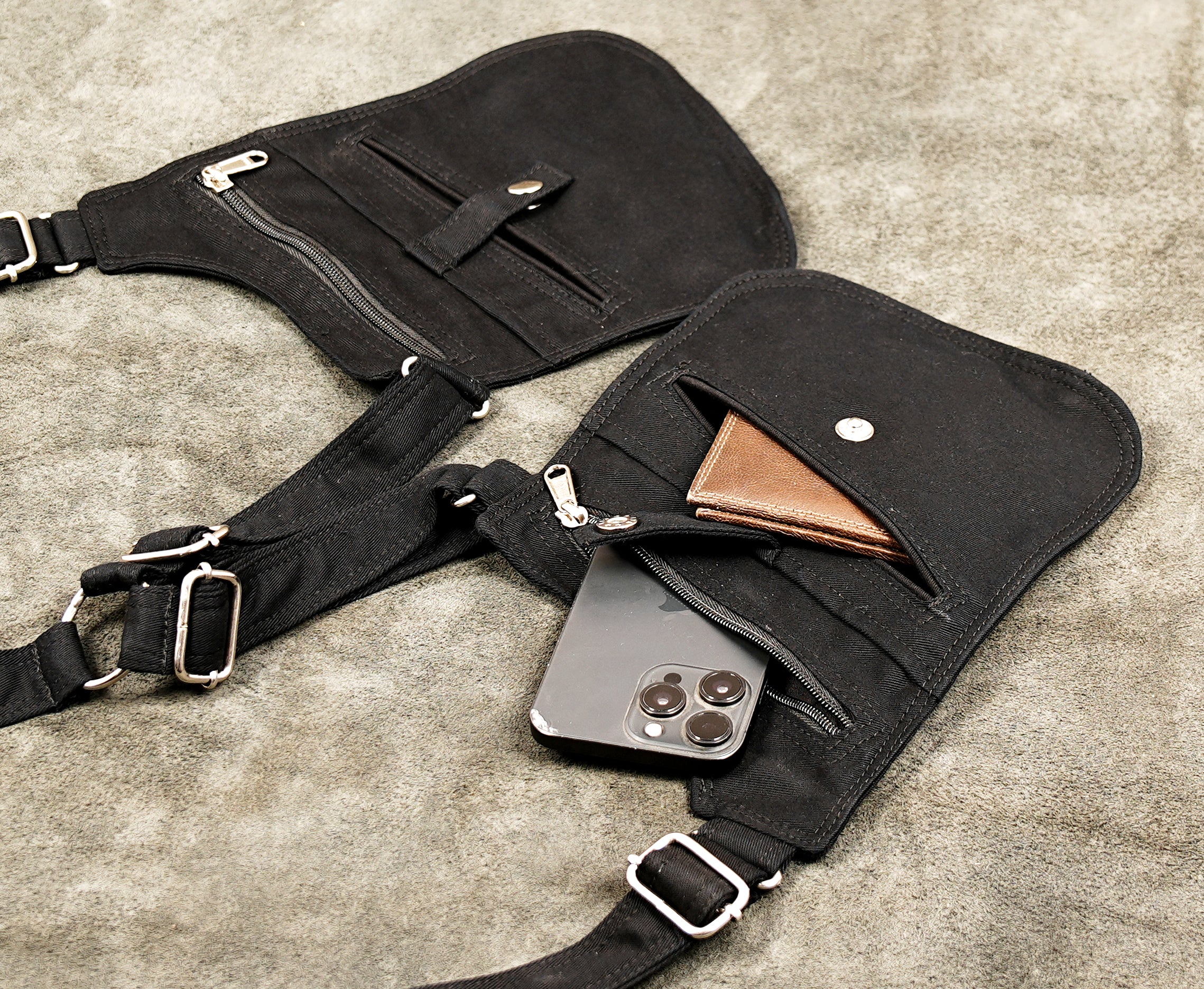 Versatile canvas body pouch equipped with secure zipper compartments