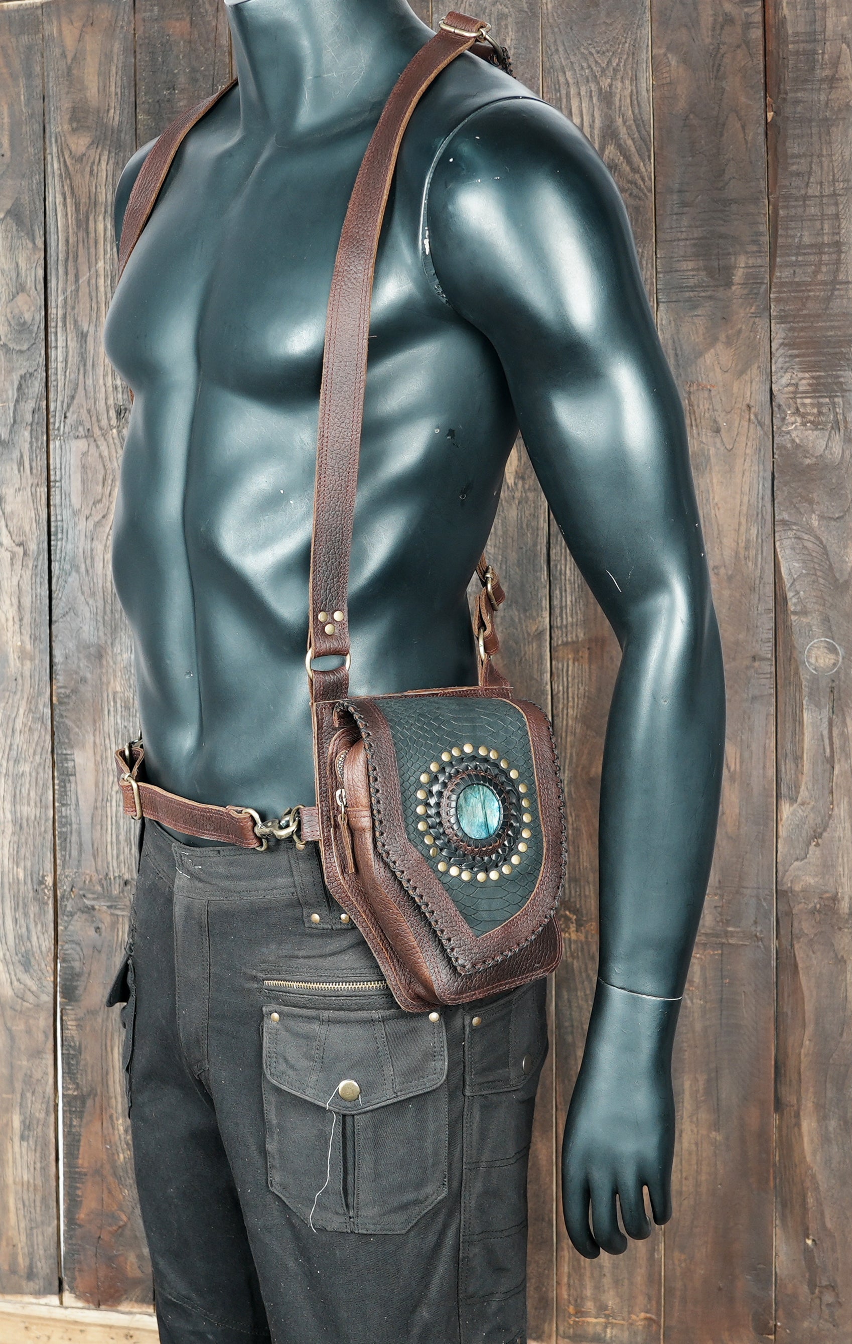 Full grain leather double pocket holster system