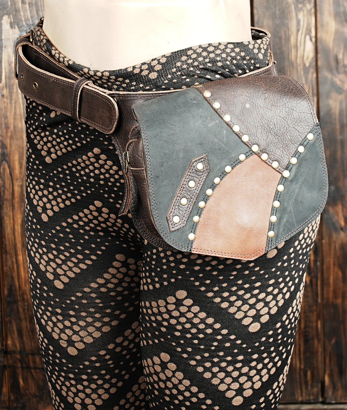 Festival-ready steampunk utility bag in genuine leather