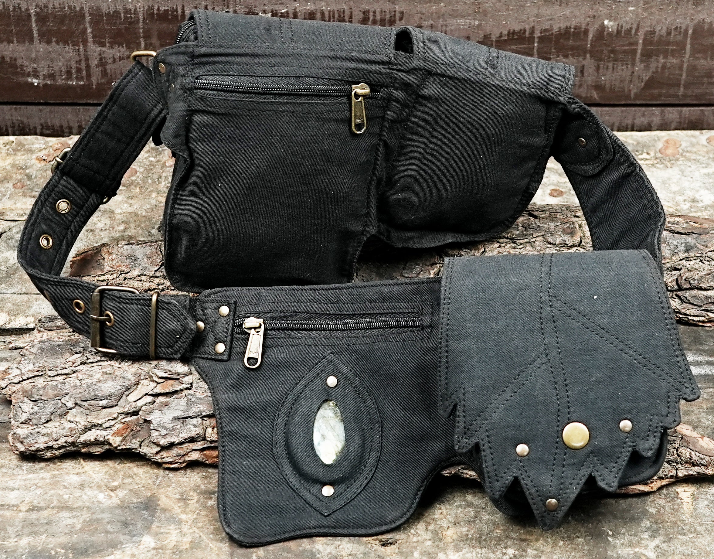 Alternative fashion waist pouch with natural stone for travel