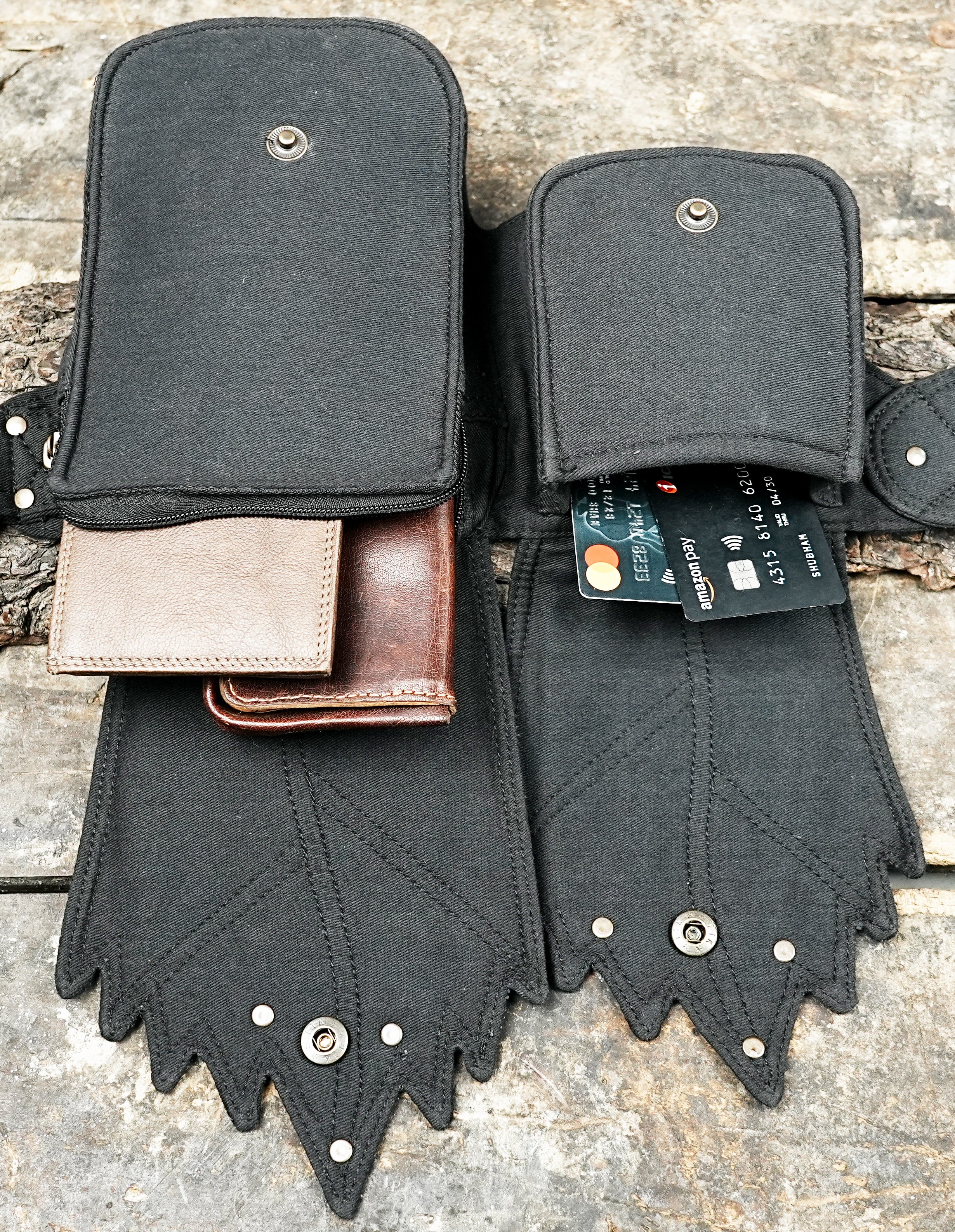 Festival bum bag and crystal utility belt in solid black