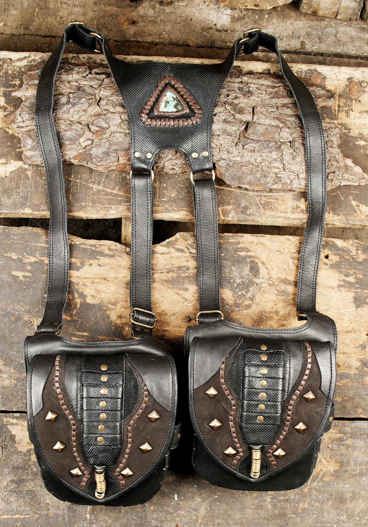 Festival ready leather harness with gemstone accent