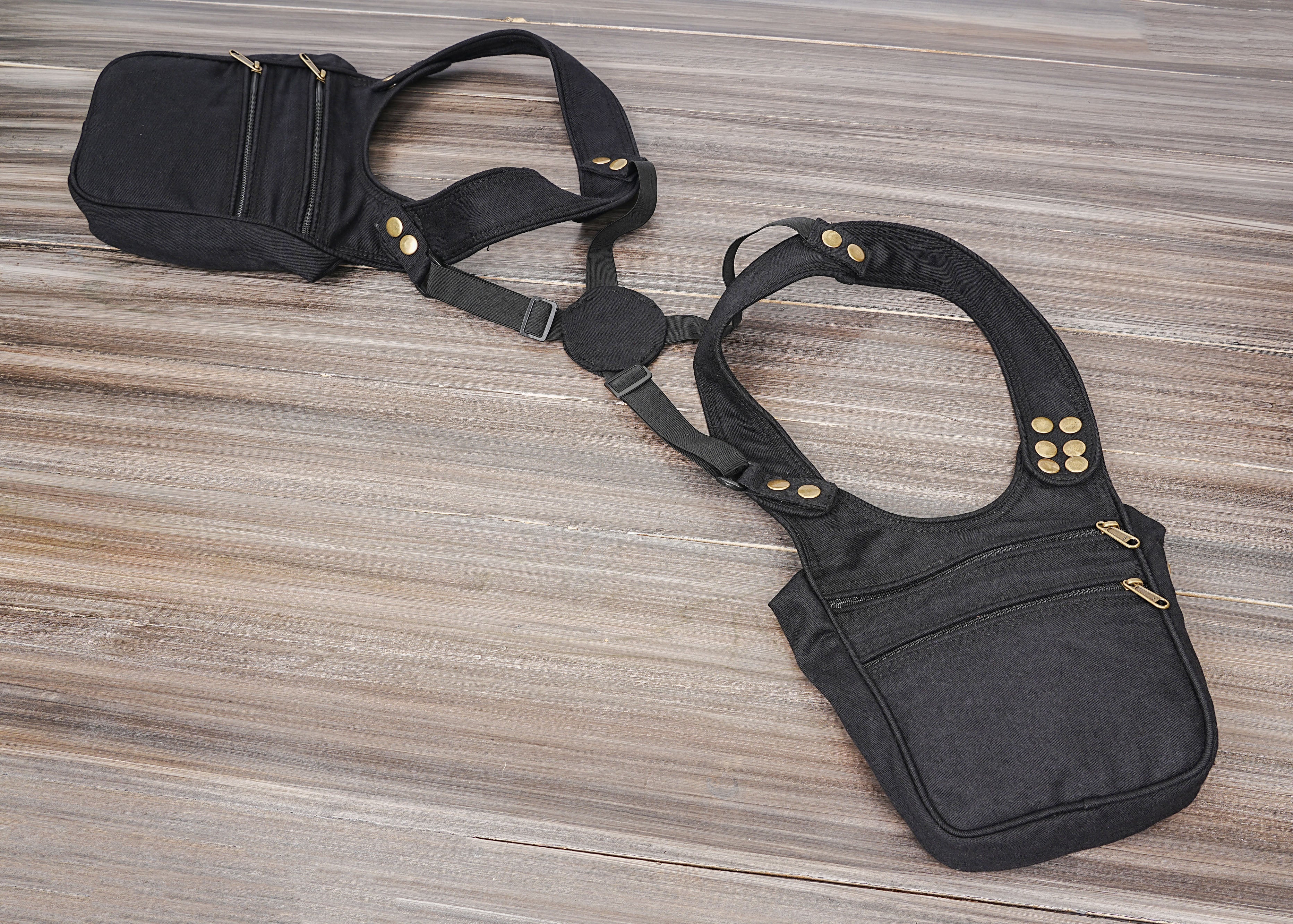 Festival-ready cotton chest rig complete with adjustable body straps