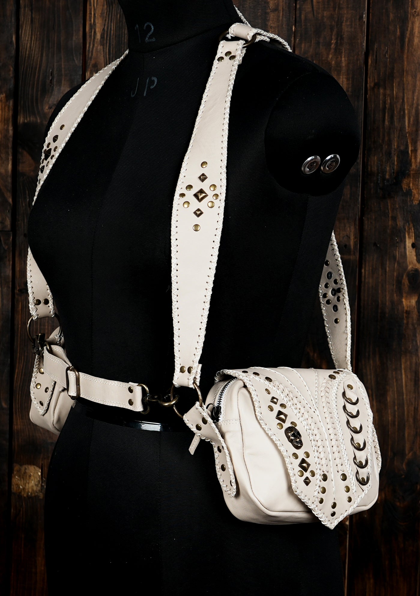 White Leather Holster Bag Handmade Leather Shoulder Bag 