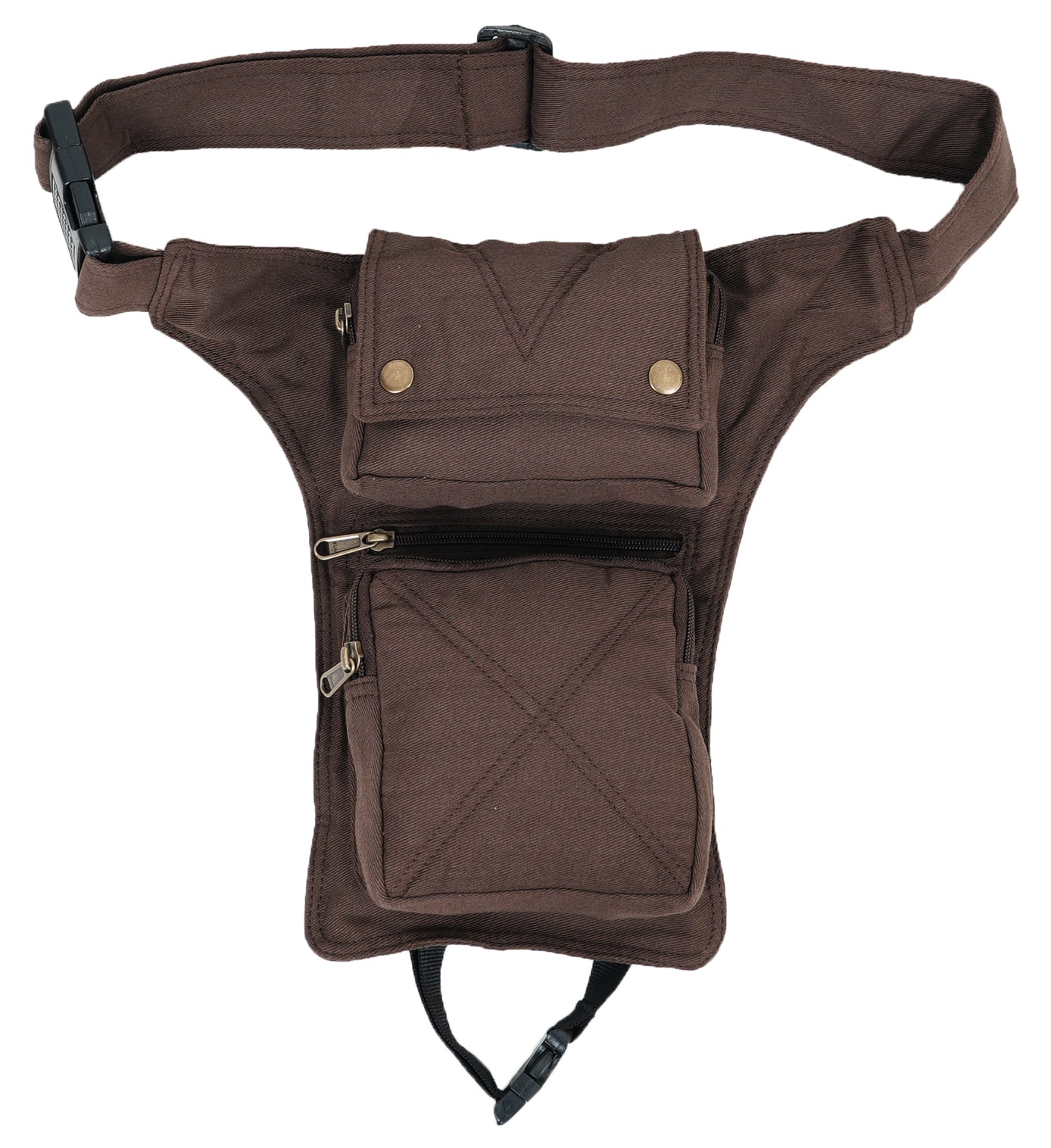 Tactical thigh pouch with zip and snap pockets