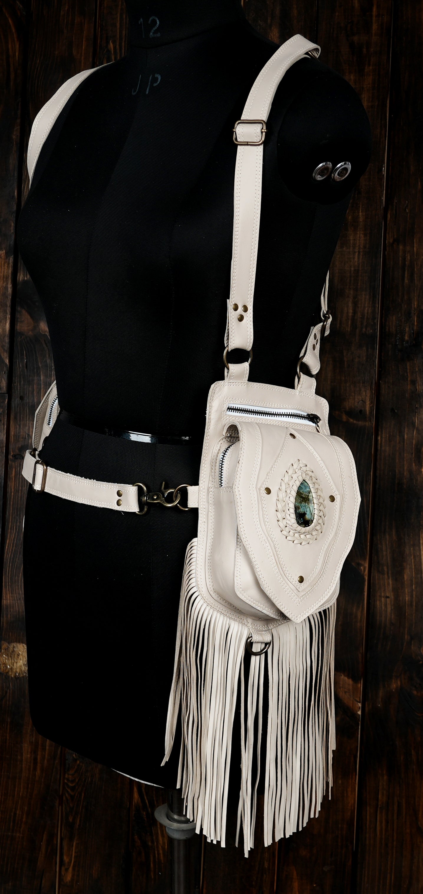 Handmade western holster bag with gemstone accent