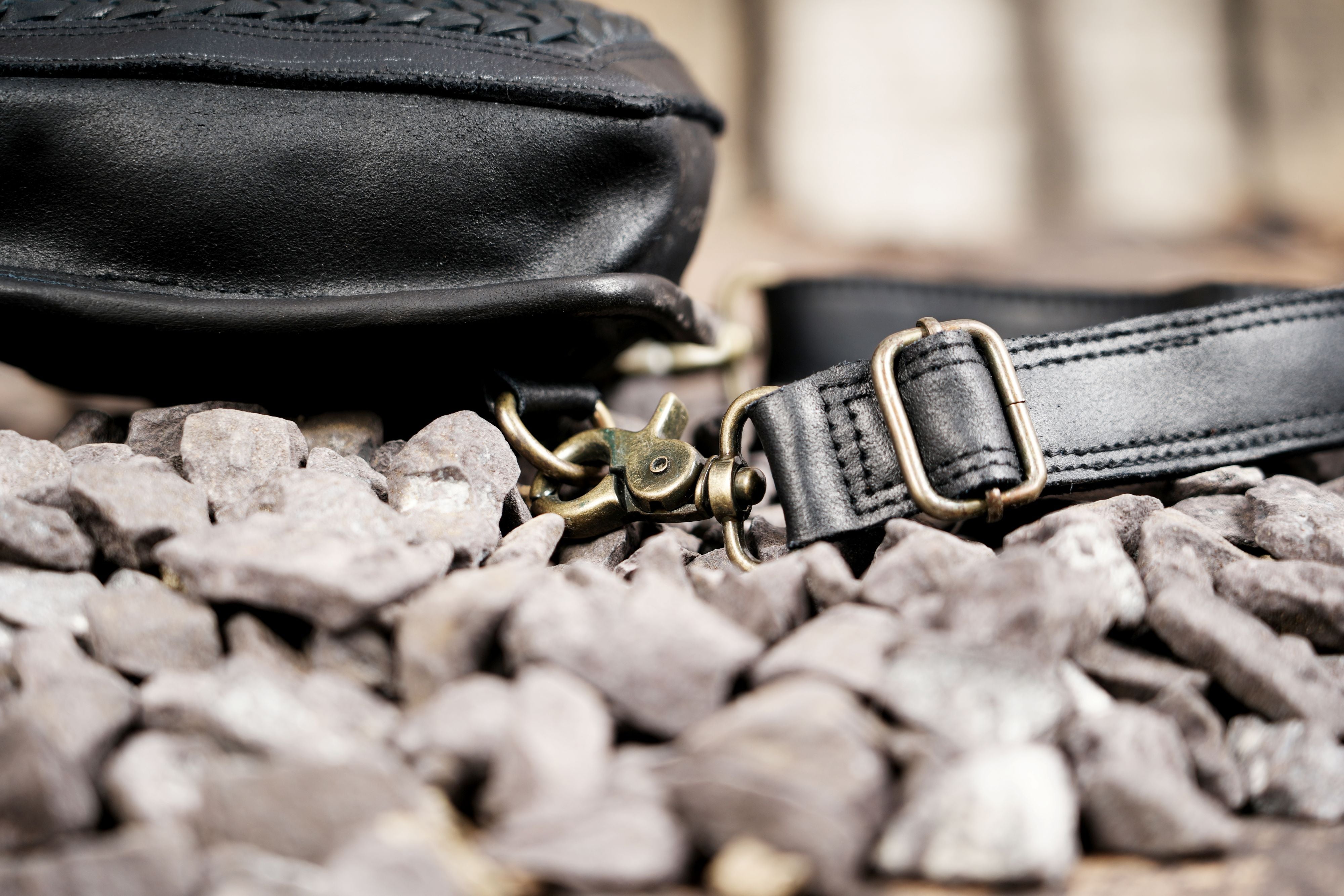 Black utility waist pouch with thigh strap attachment