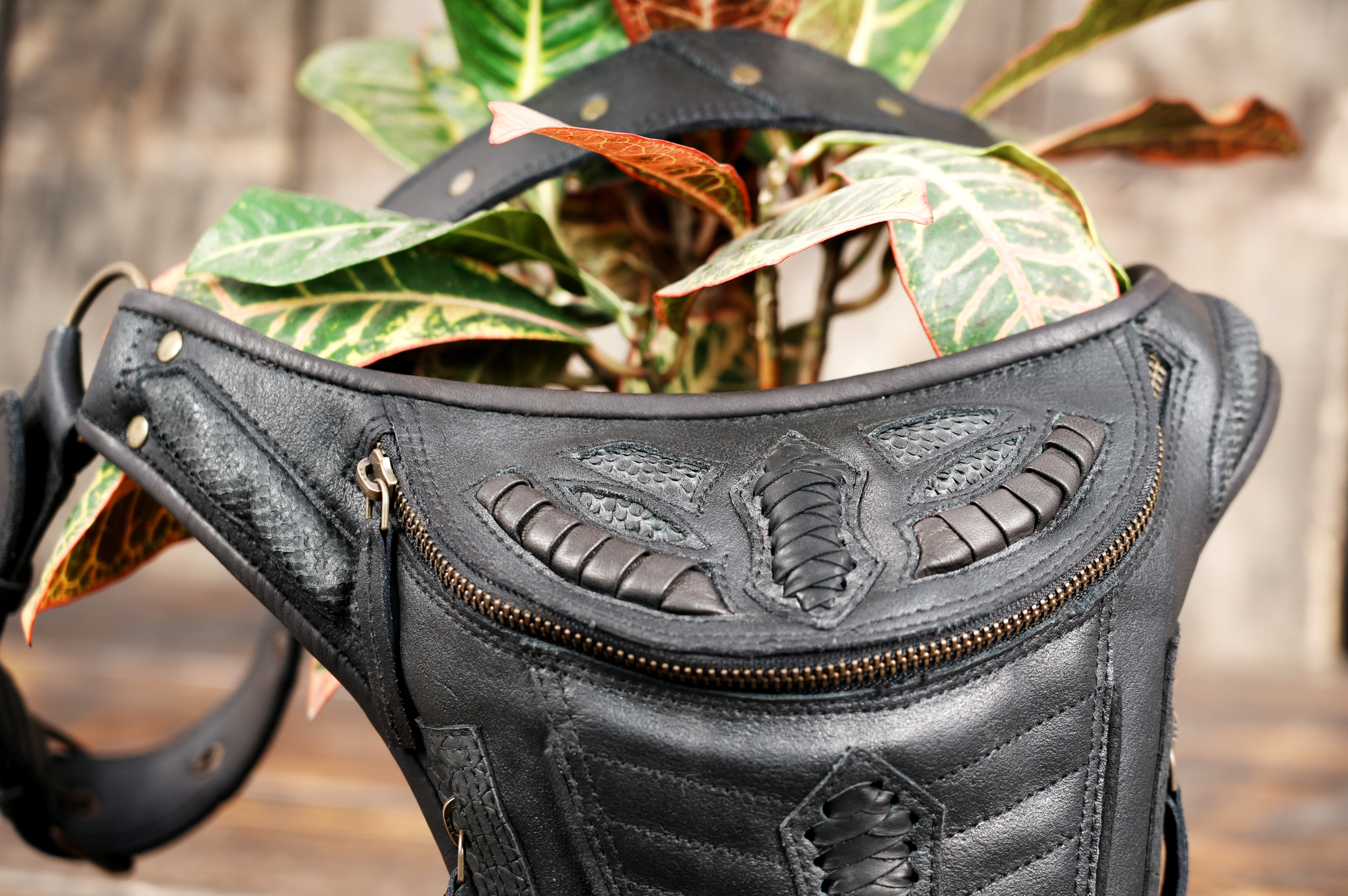 Adjustable leather waist holster with leg strap