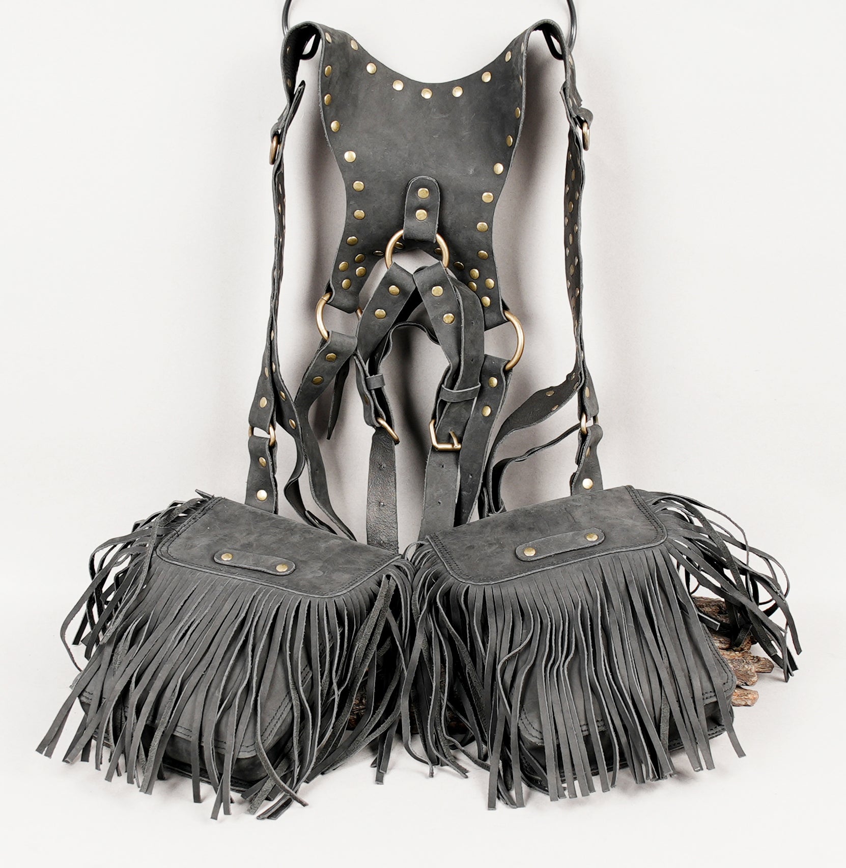 Decorative leather festival holster with tassels