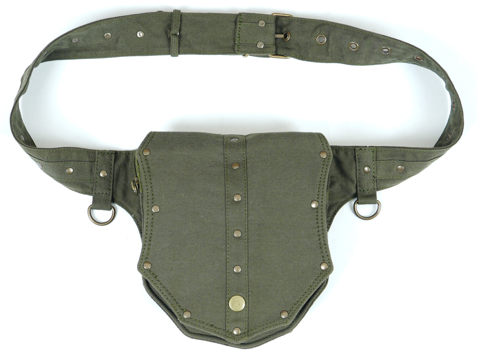 Compact black studded gear pouch for waist or chest wear