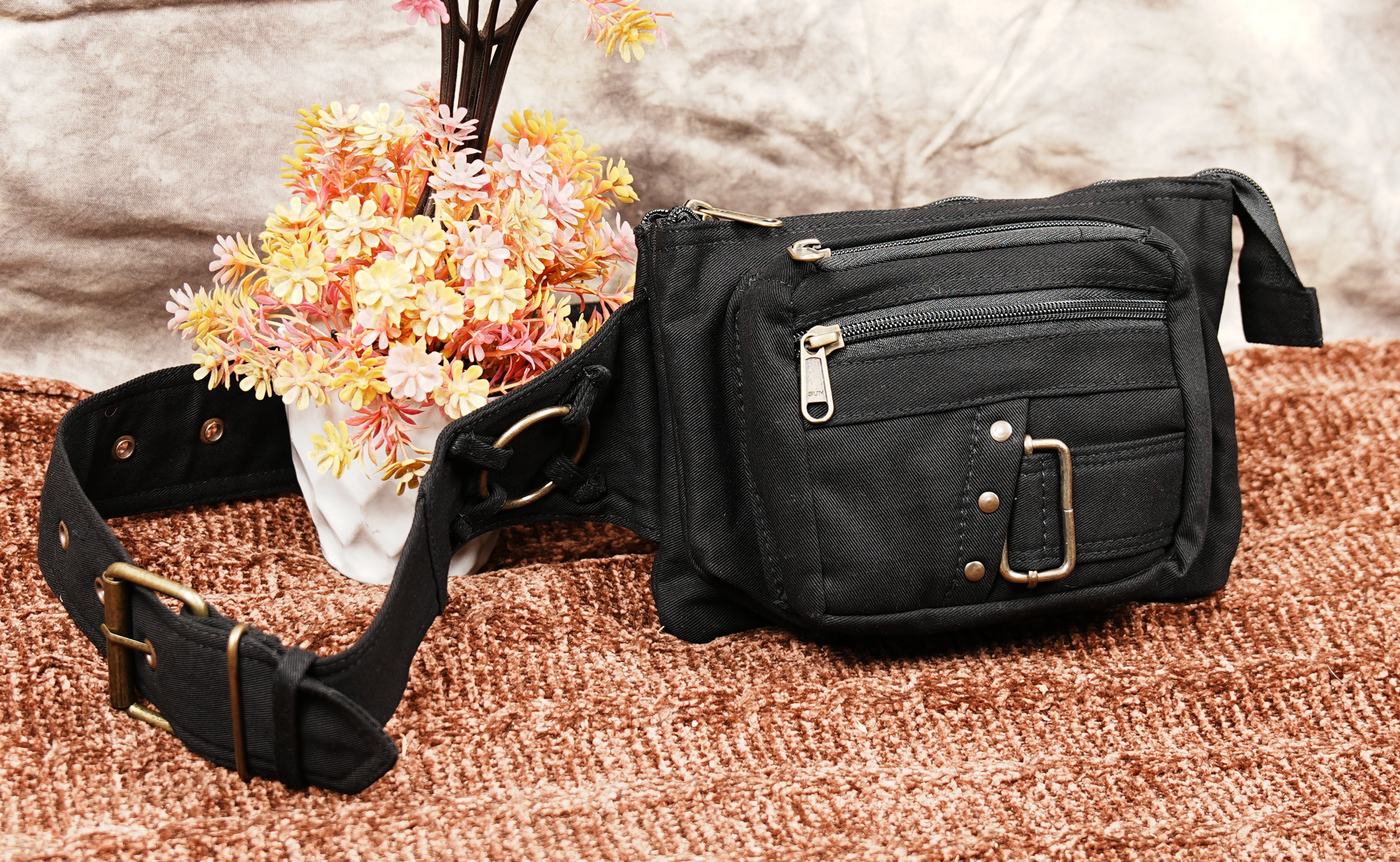 Alternative fashion utility belt bag with adjustable waist strap