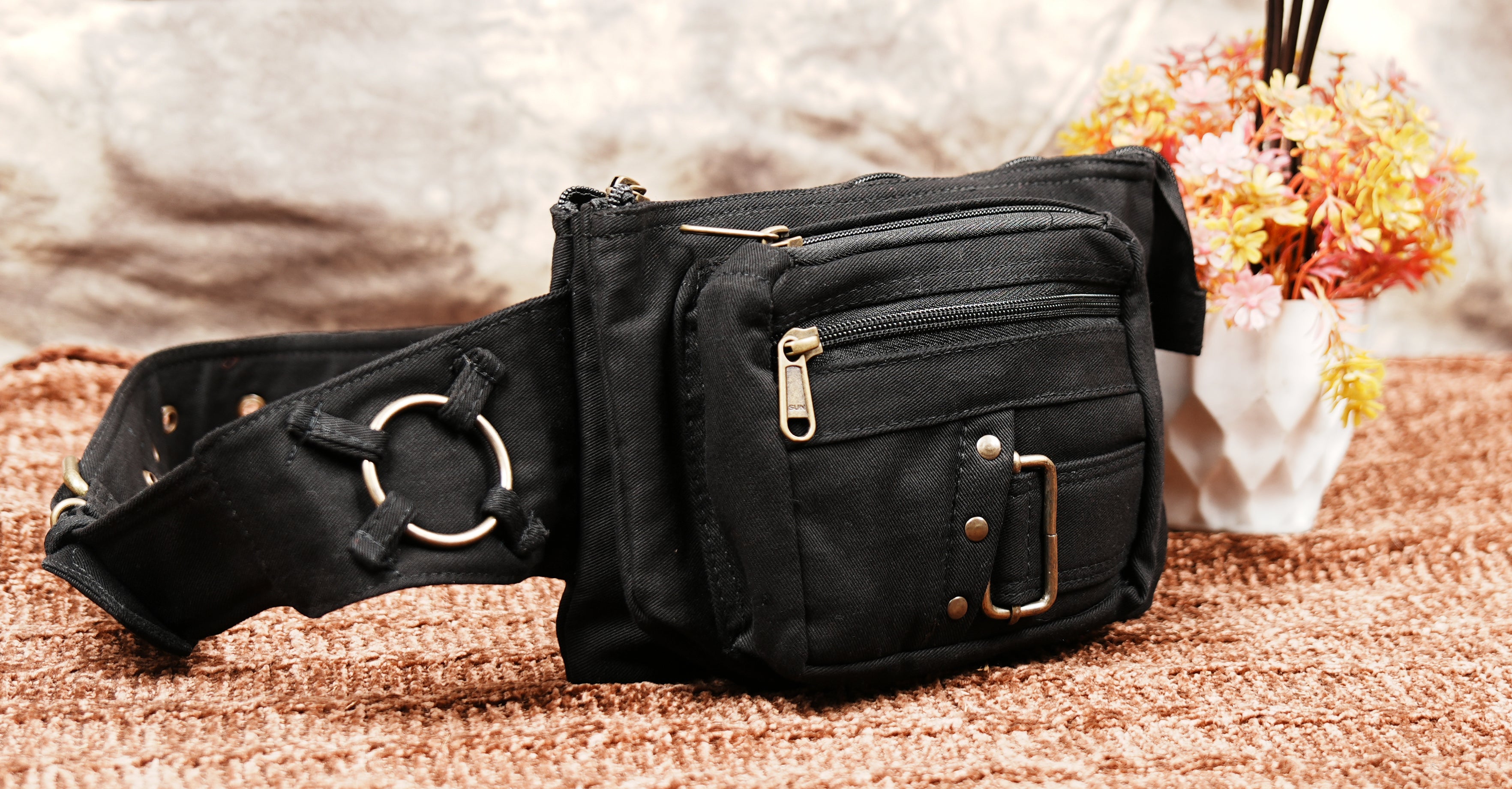 Lightweight cotton waist pouch for everyday essentials and travel