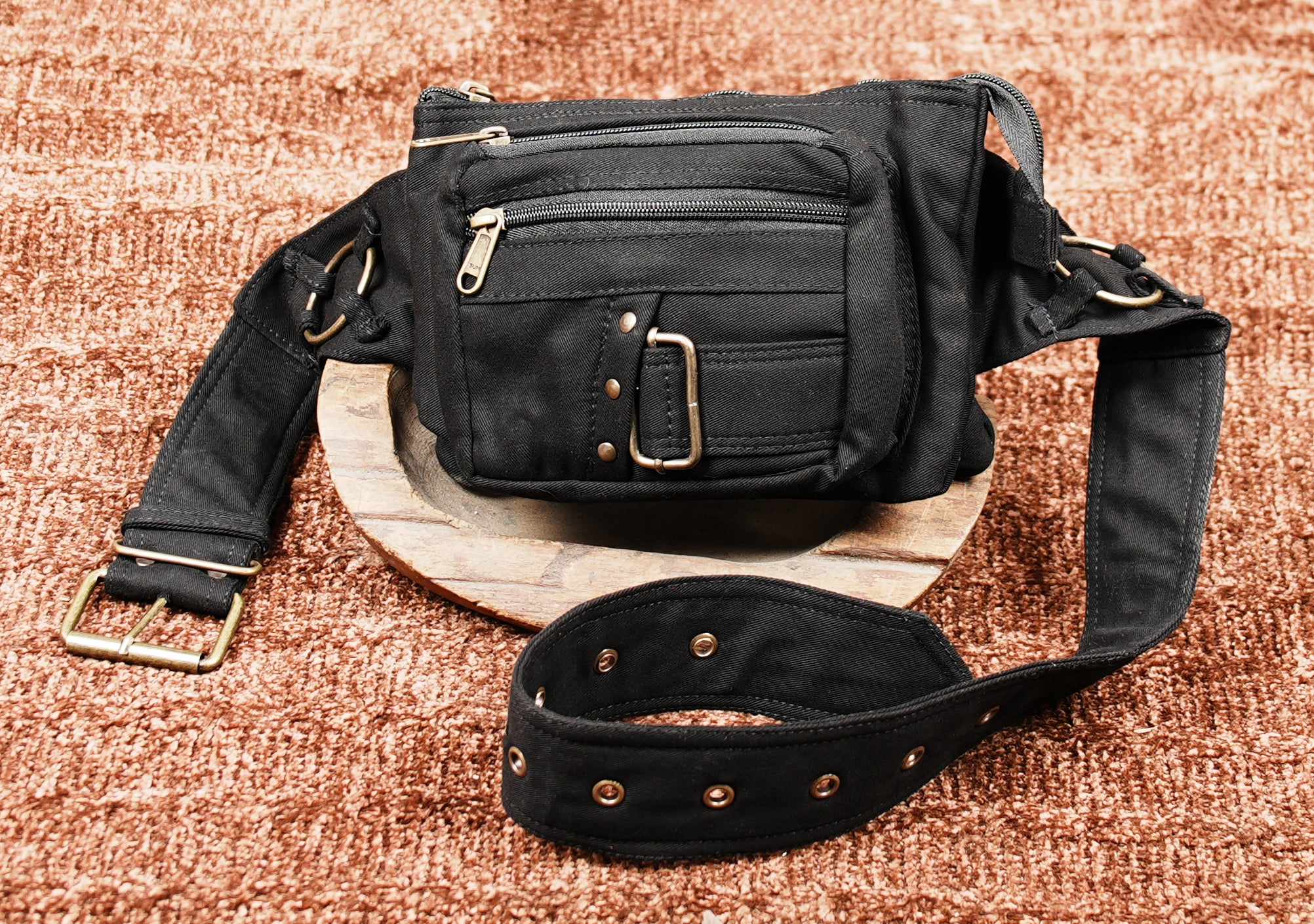 Lightweight cotton waist pouch for everyday essentials and travel