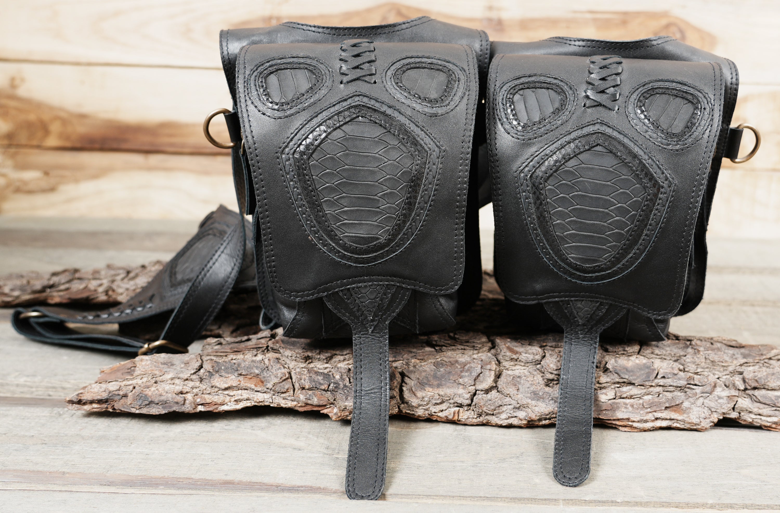 Premium leather chest harness with dual storage pockets