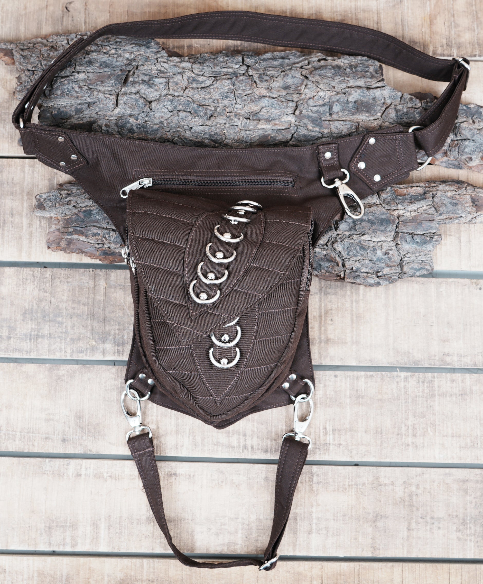 Festival hip pouch with waist and thigh straps