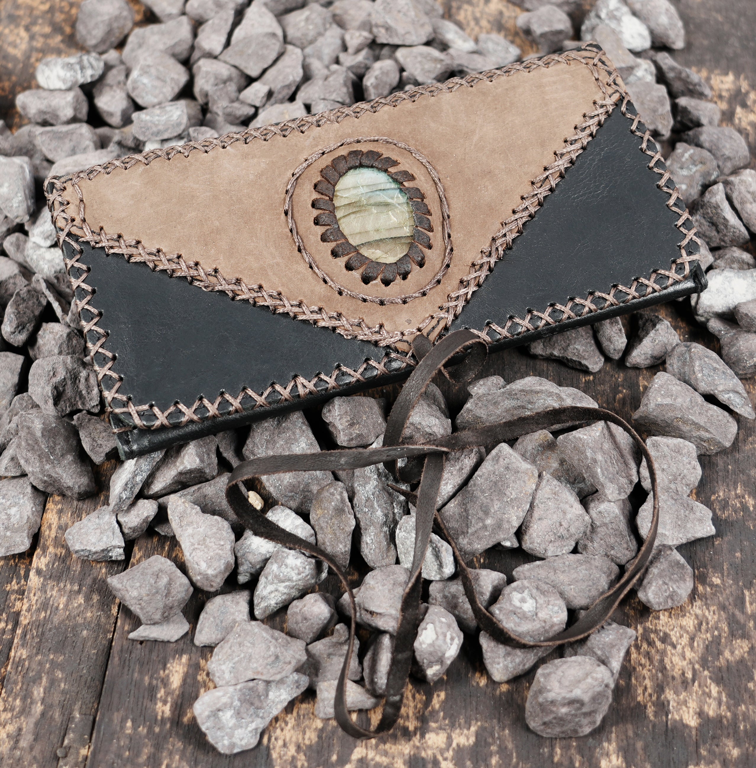 rustic leather tobacco pouch