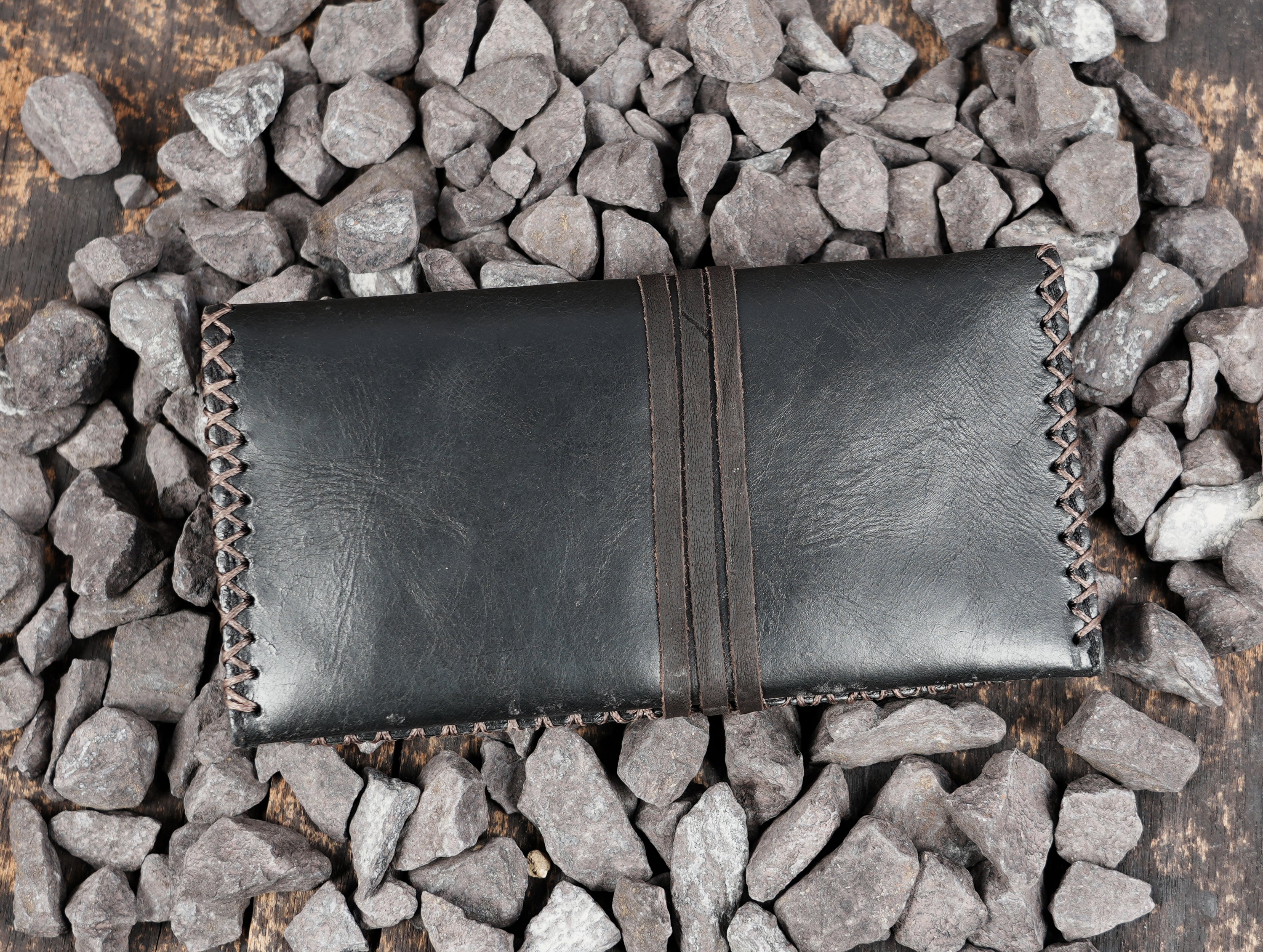 hand stitched leather pouch
