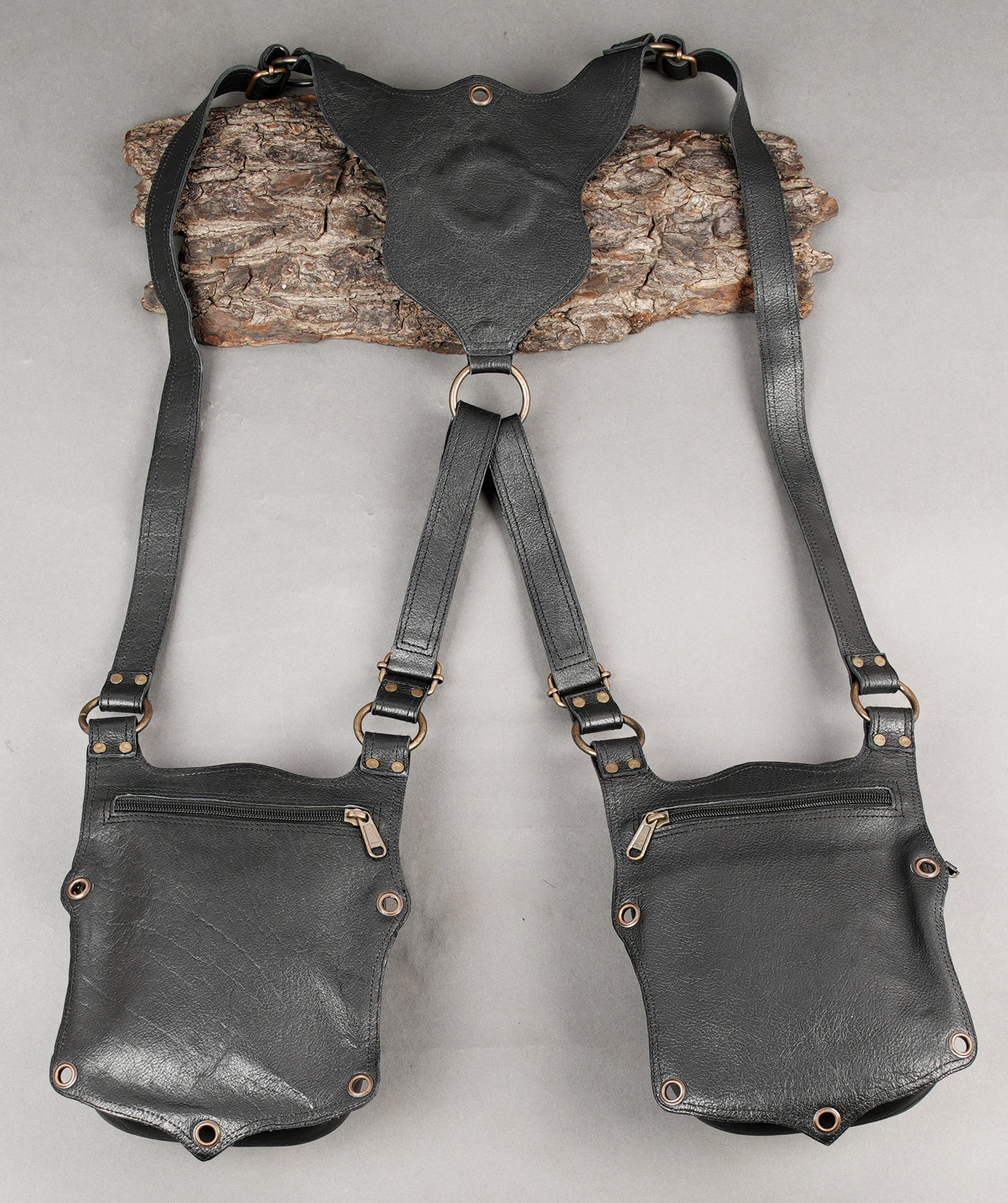 Cosplay leather holster with adjustable buckles and straps