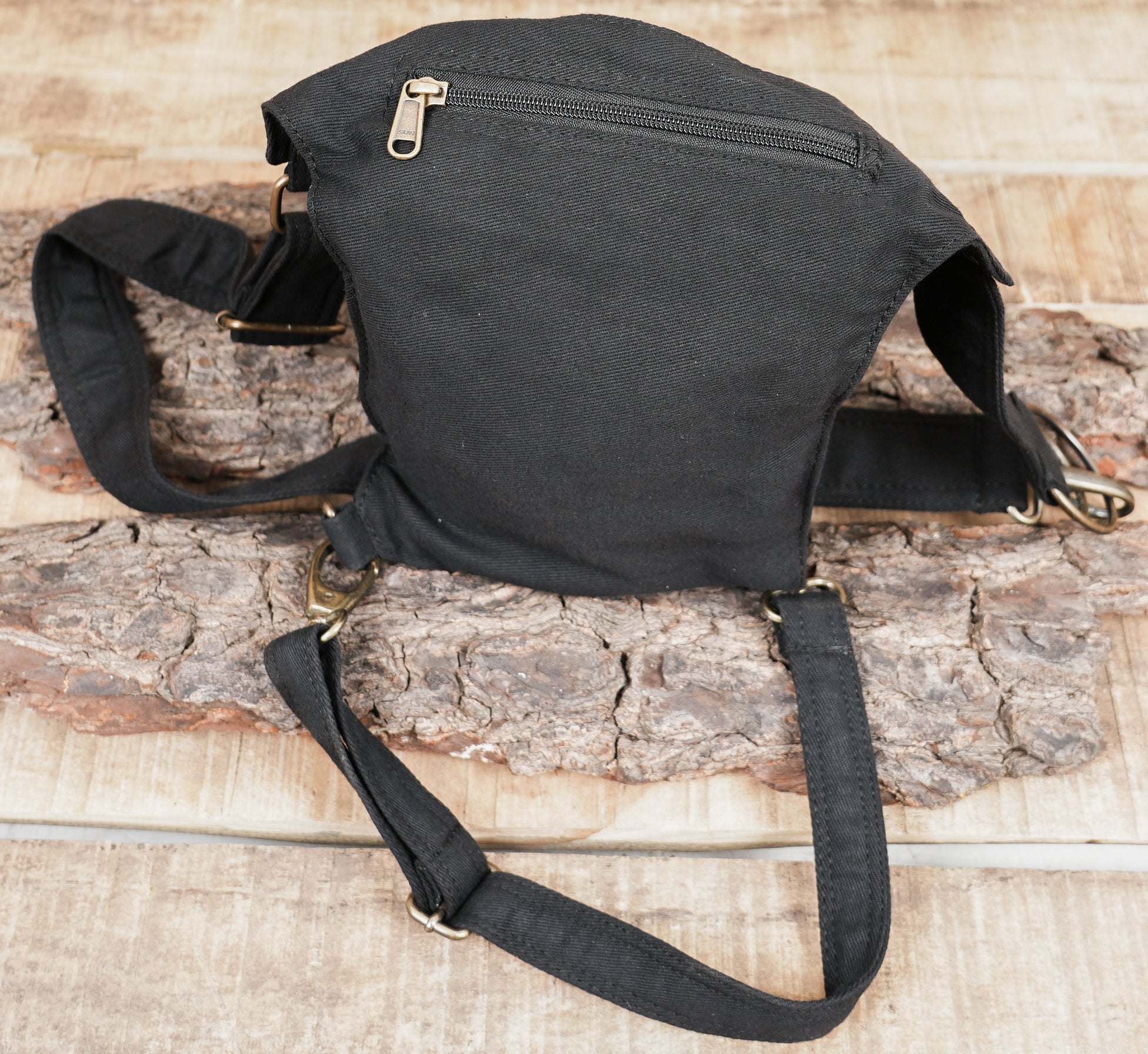 Alternative style cotton waist pouch with leg straps