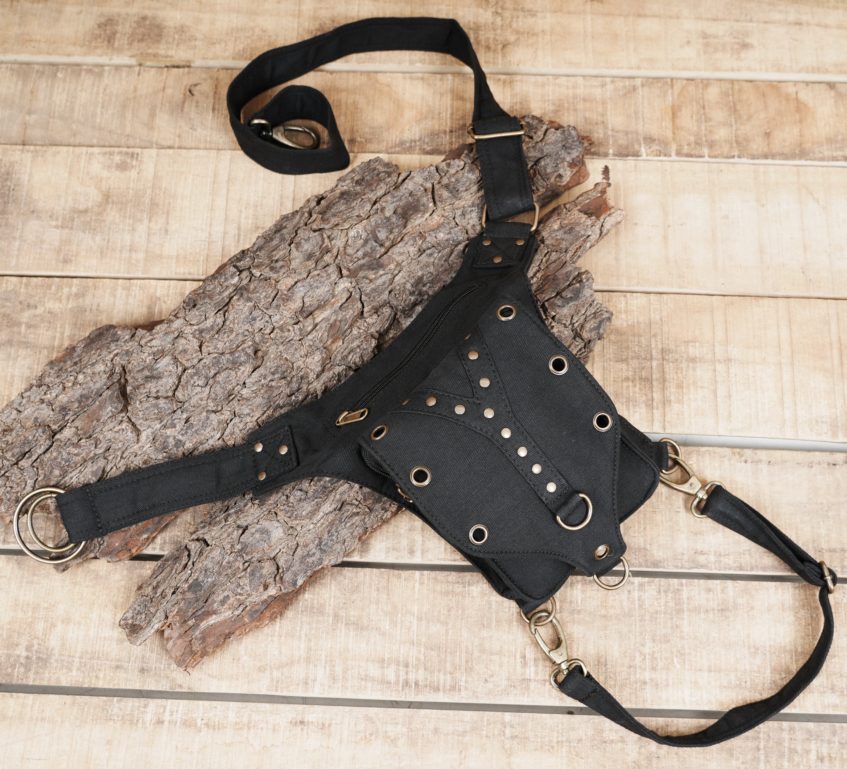Cotton waist harness bag for festival and alternative wear