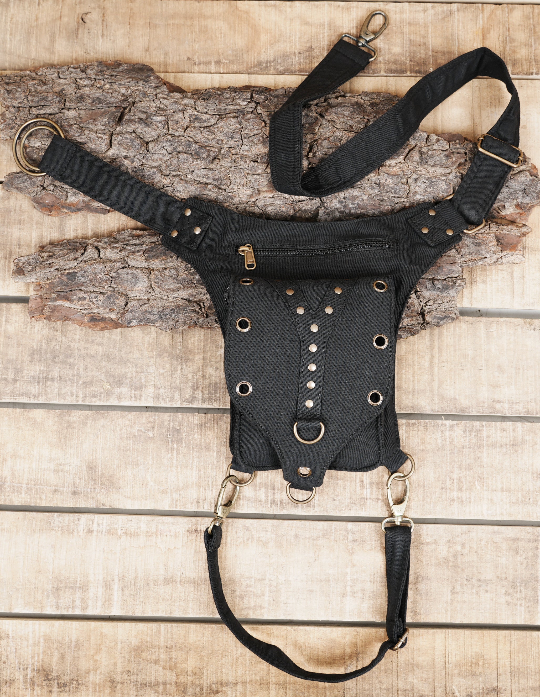 Handmade cotton hip pouch with secure zip pocket