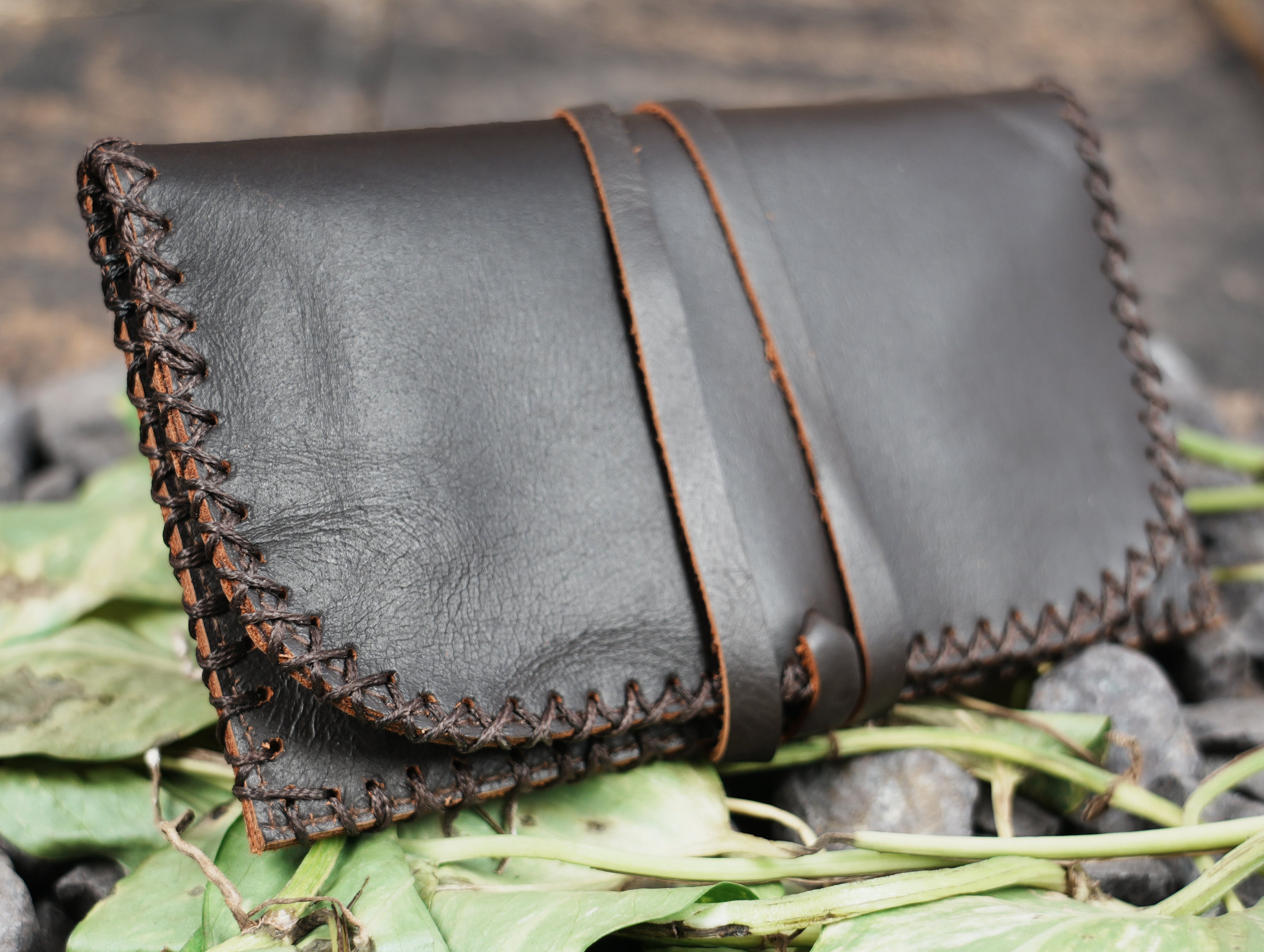 Handmade Genuine Leather Tobacco Pouch with Wrap Closure | Dark Brown Genuine Leather Tobacco Rolling Pouch (LT/AB/TB/6011)