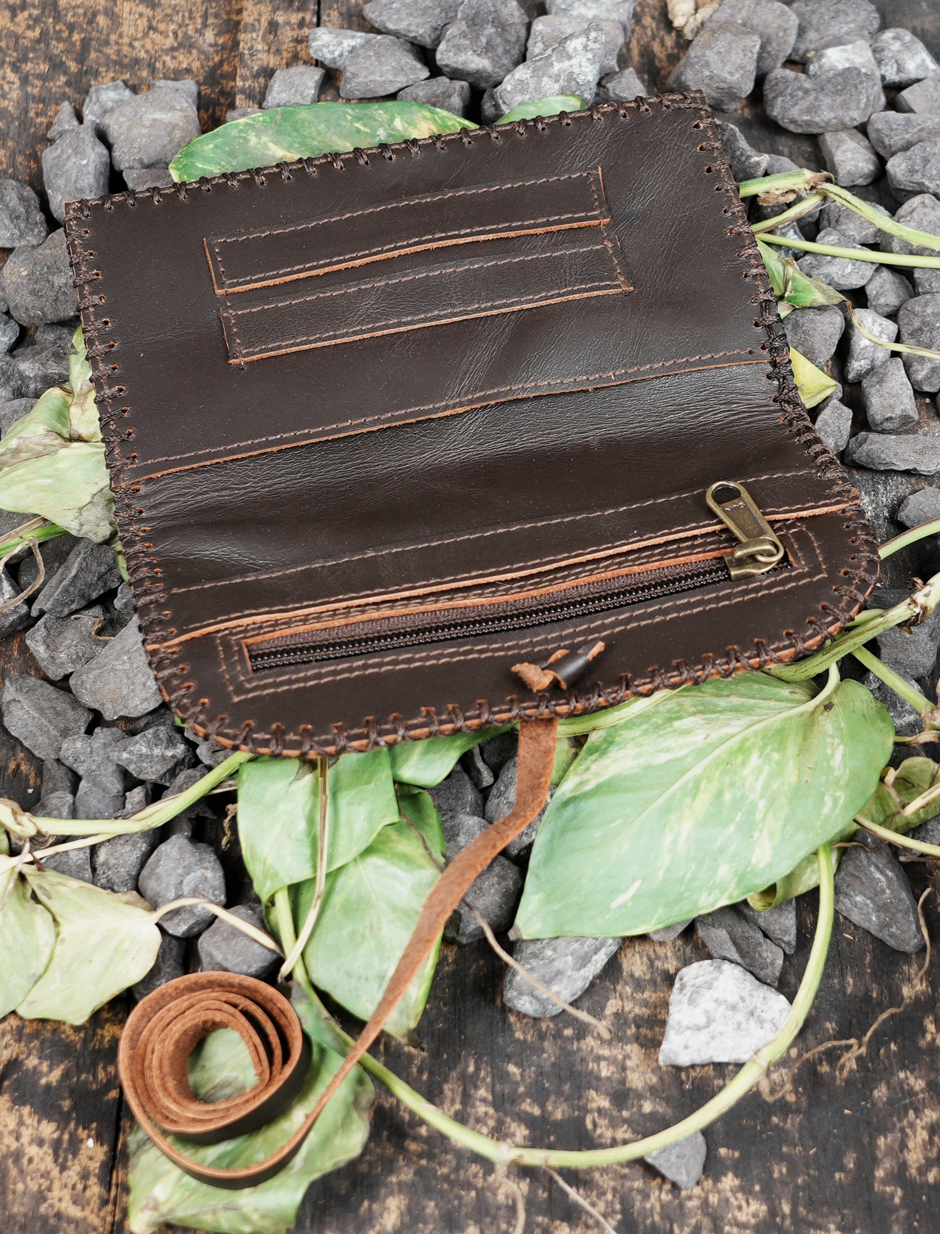 Handmade Genuine Leather Tobacco Pouch with Wrap Closure | Dark Brown Genuine Leather Tobacco Rolling Pouch (LT/AB/TB/6011)