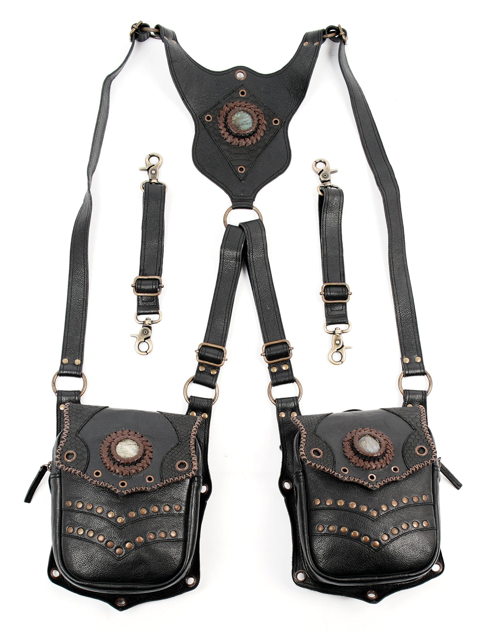 Stylish leather chest rig for gothic fashion