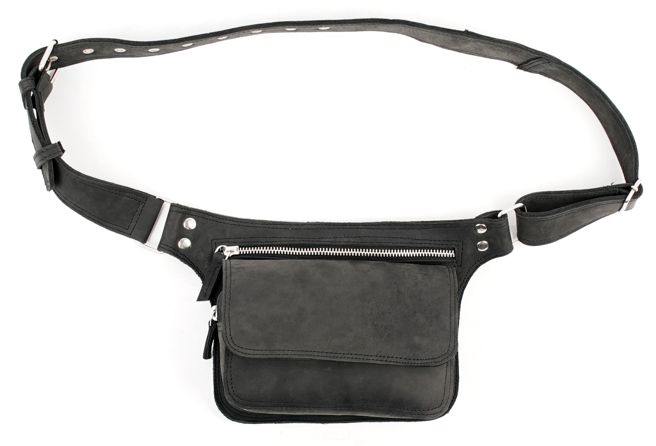 Handmade leather waist belt with strong buckle closure