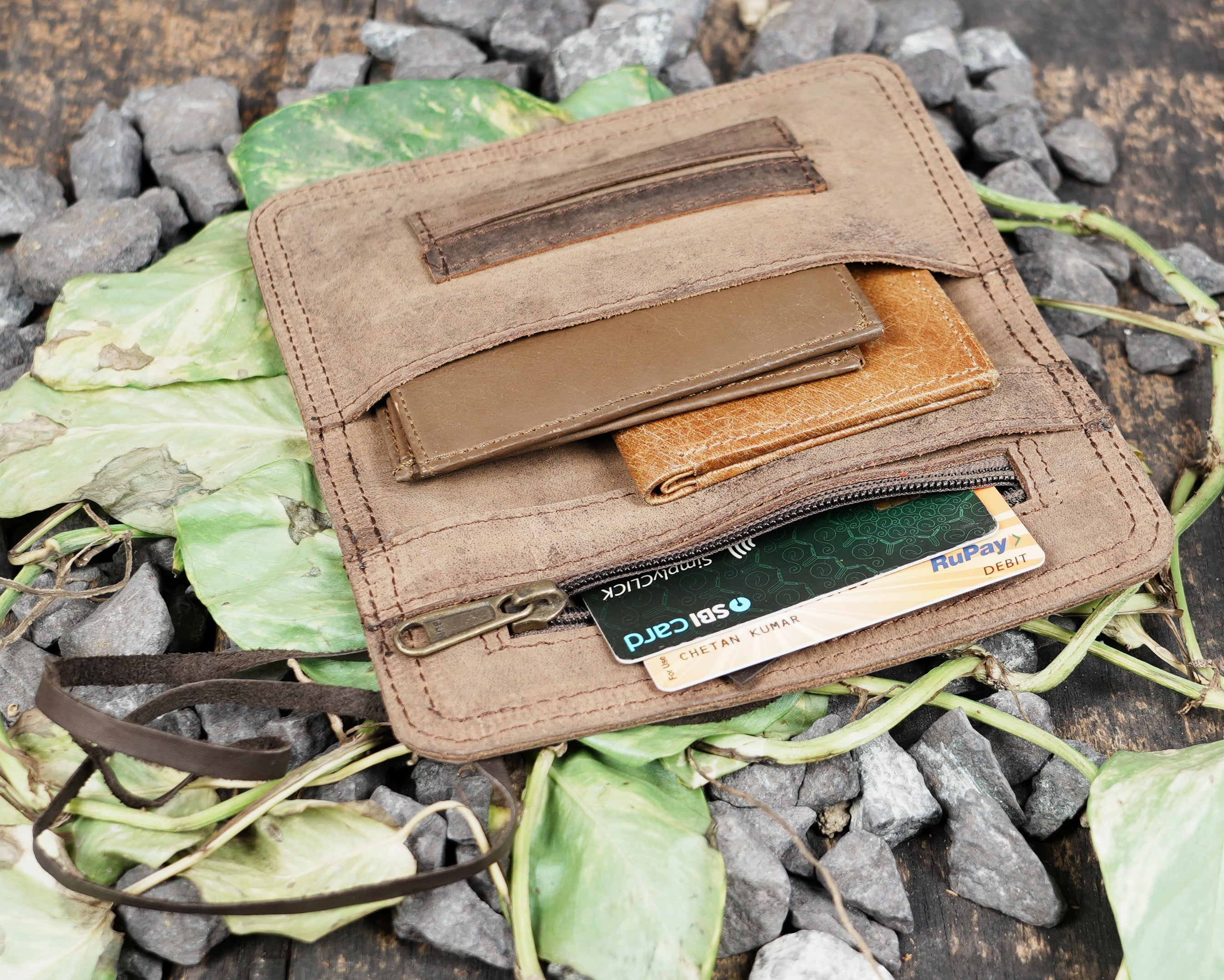 Handmade Leather Tobacco Pouch with Wrap Closure | Rustic Brown Leather Rolling Tobacco Case | Compact Leather Smoking Pouch (LT/AB/TB/6012)