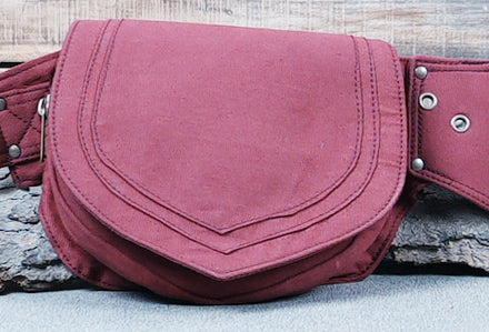 Two-sided canvas waist bag made from robust canvas fabric for everyday utility.