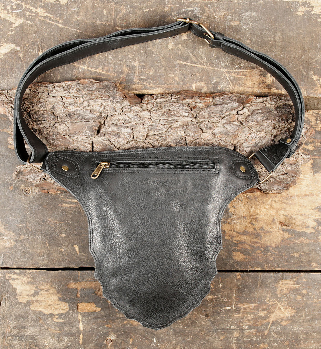 Functional leather waist belt with compact pouch