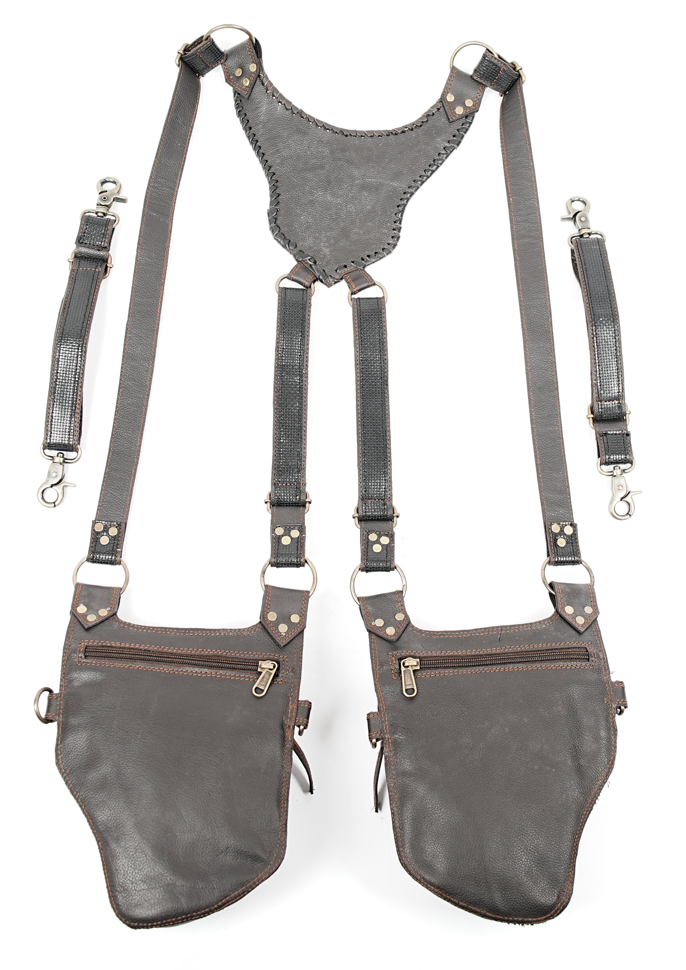 Designer leather utility rig with gemstone centerpiece